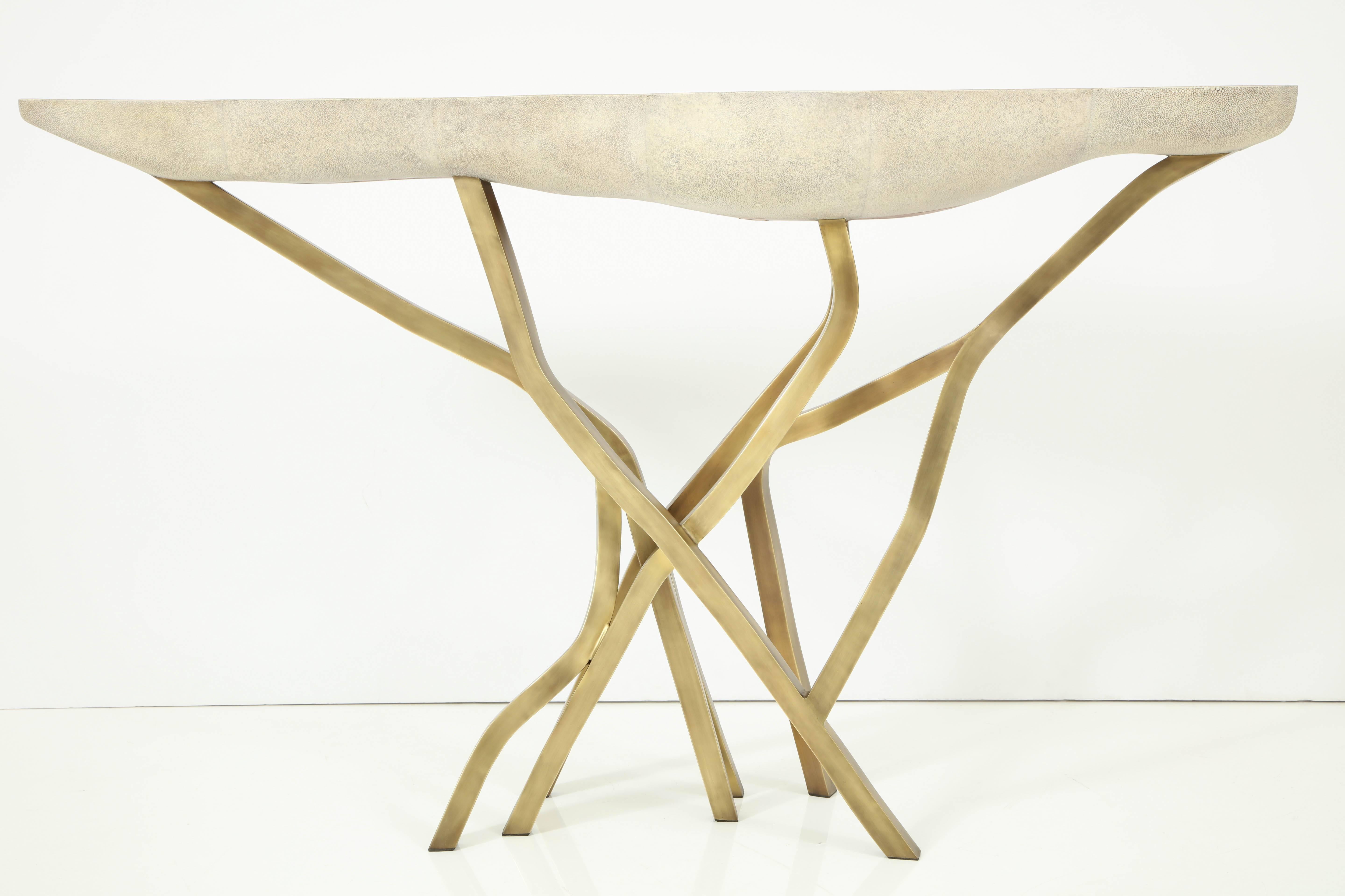 Shagreen Console with Bronze Legs 1