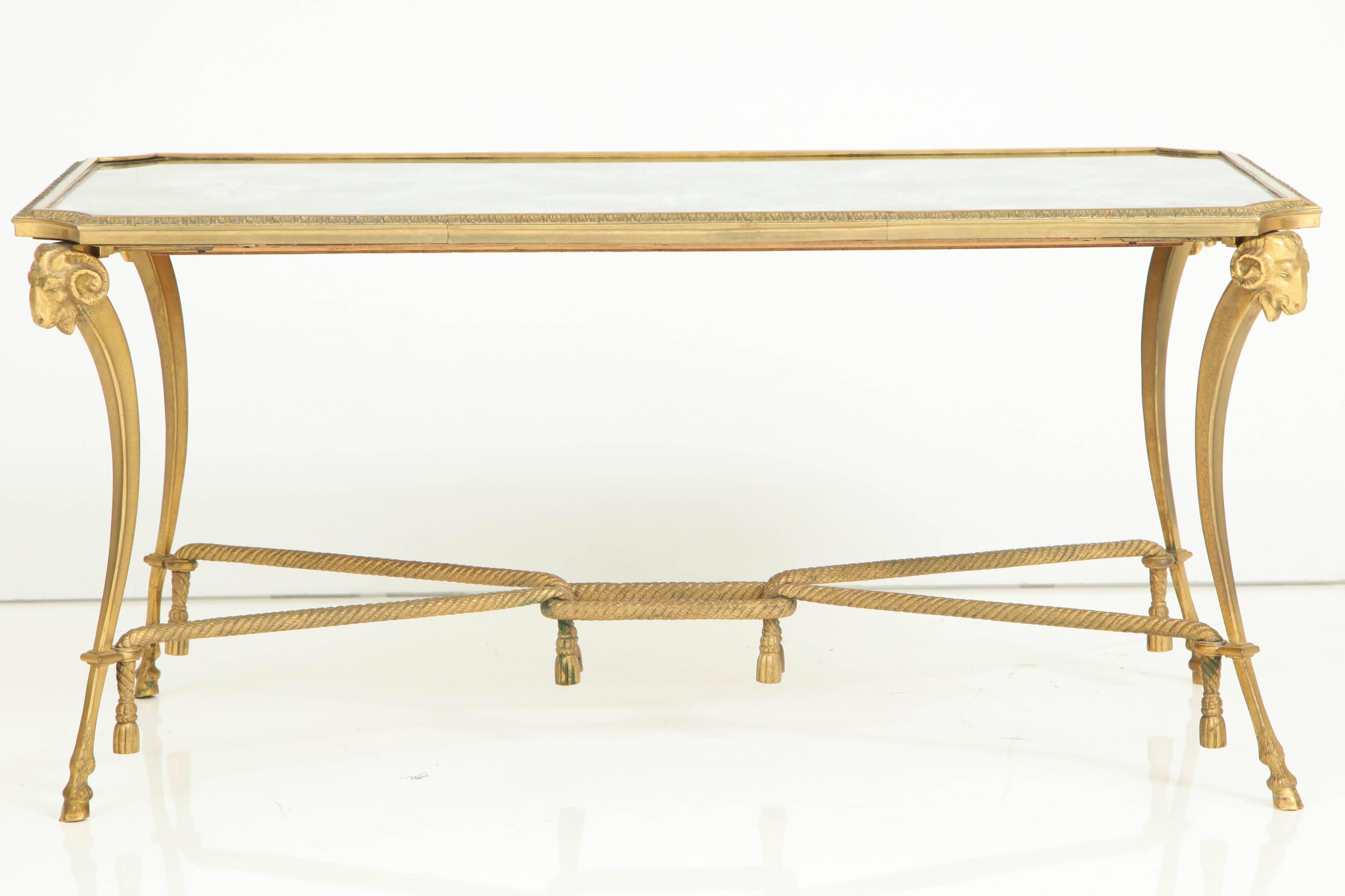 French Empire Style 1940s Baguès Bronze Coffee Table For Sale