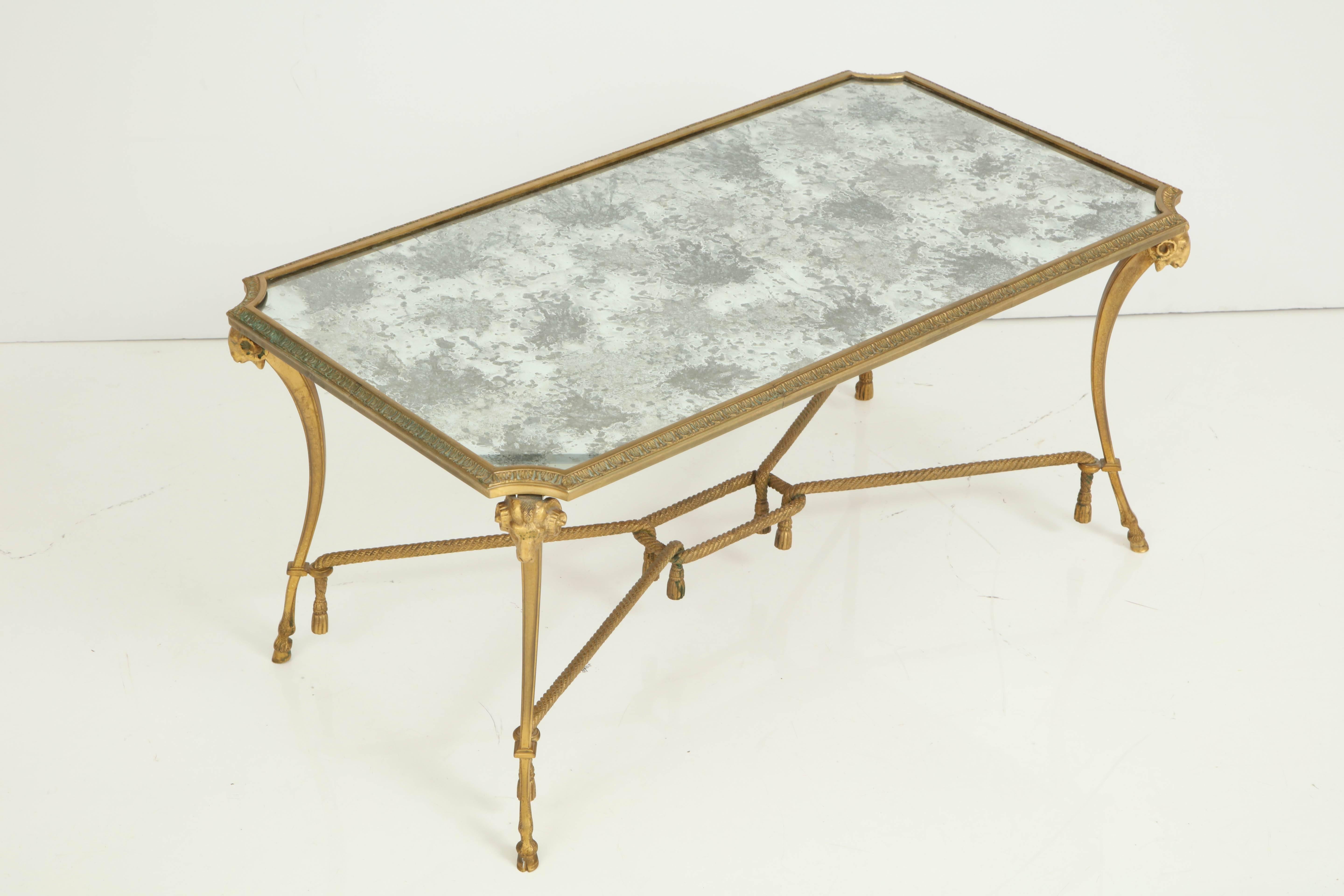 Empire Style 1940s Baguès Bronze Coffee Table For Sale 4