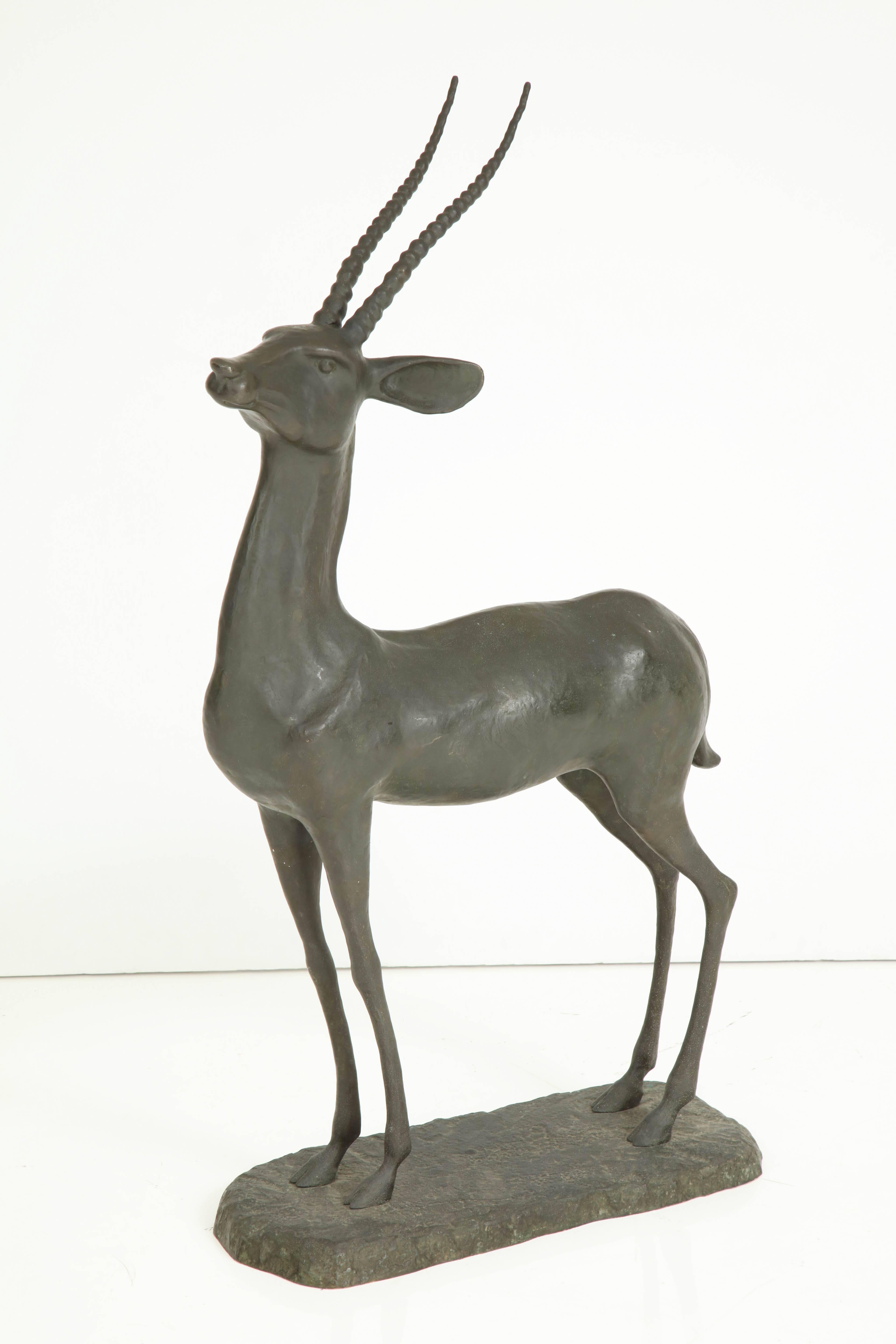 1950s Art Deco Style Bronze Gazelle In Excellent Condition In Mt. Kisco, NY