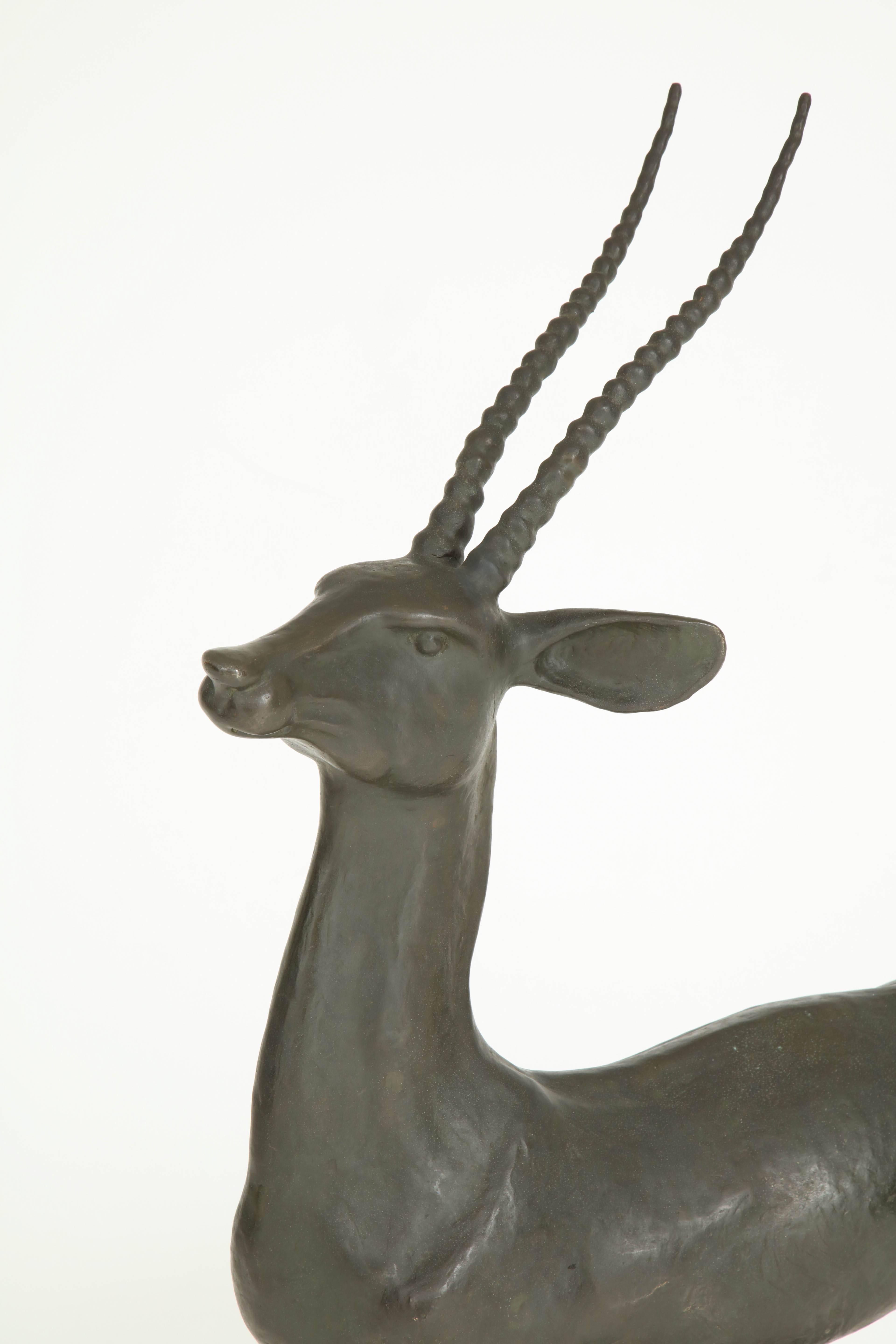 Mid-20th Century 1950s Art Deco Style Bronze Gazelle
