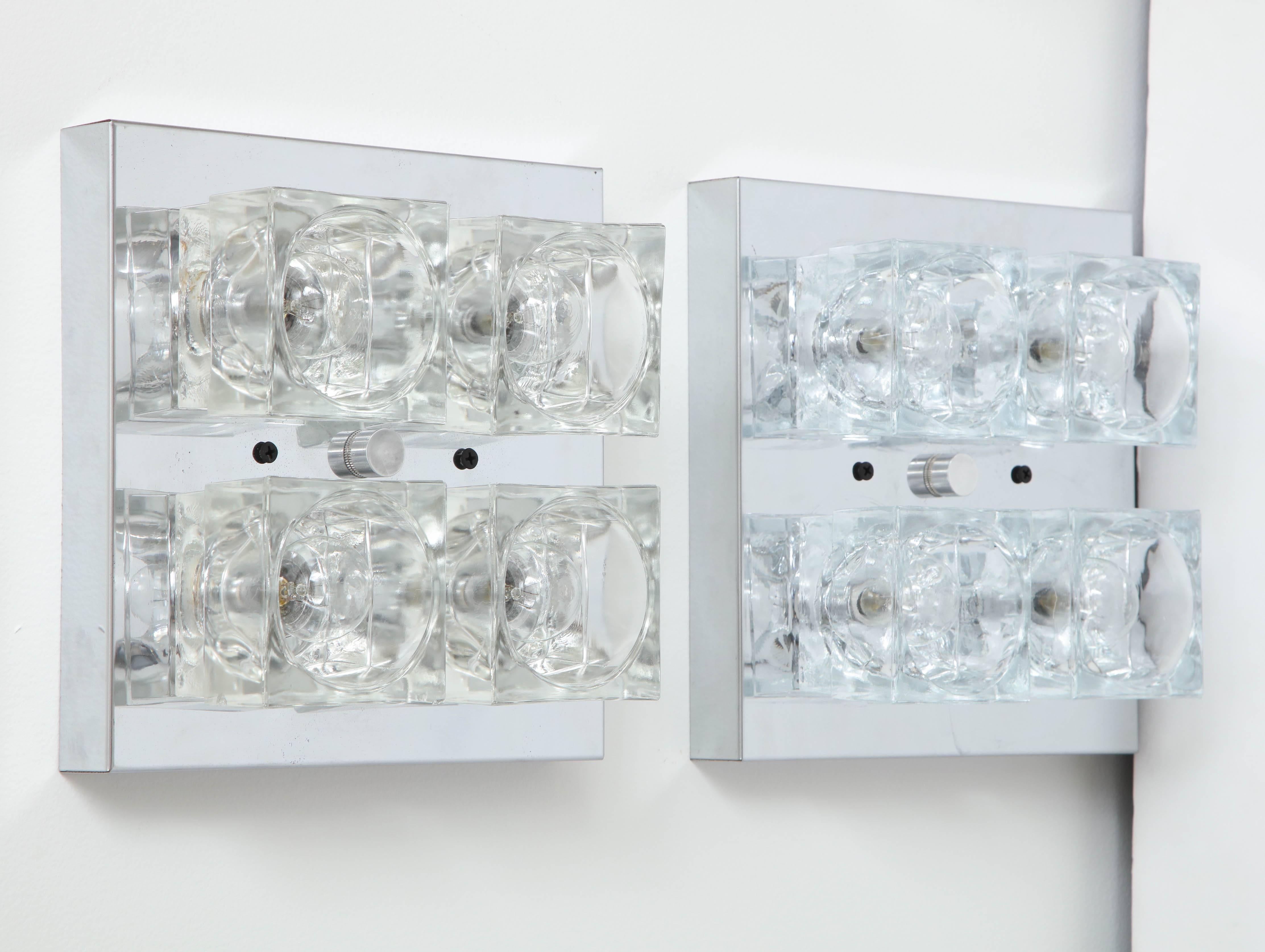 Pair of Cube Sconces or Flush Mounts by Sciolari In Excellent Condition In New York, NY