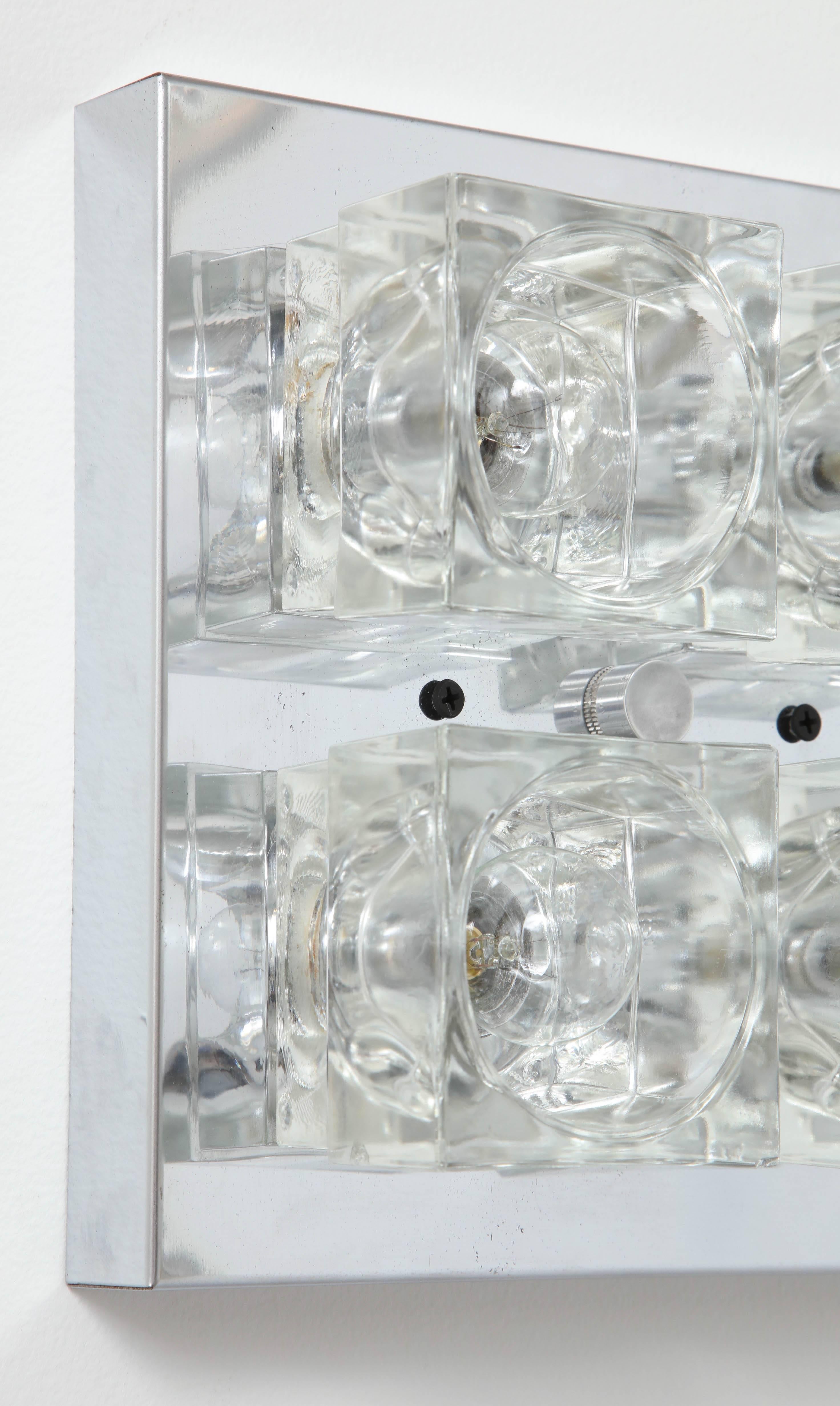 Glass Pair of Cube Sconces or Flush Mounts by Sciolari