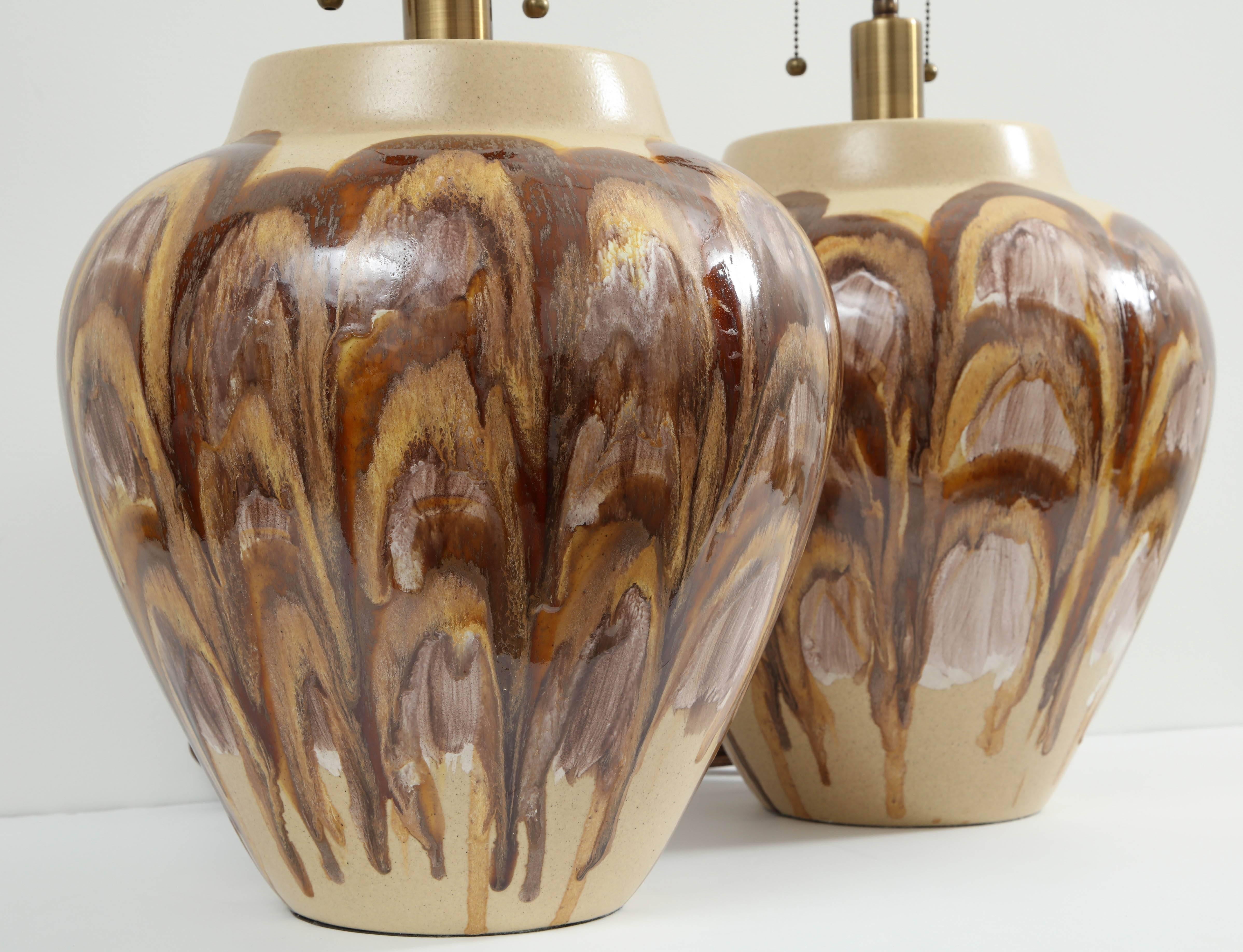 American Pair of 1960s Ceramic Lamps