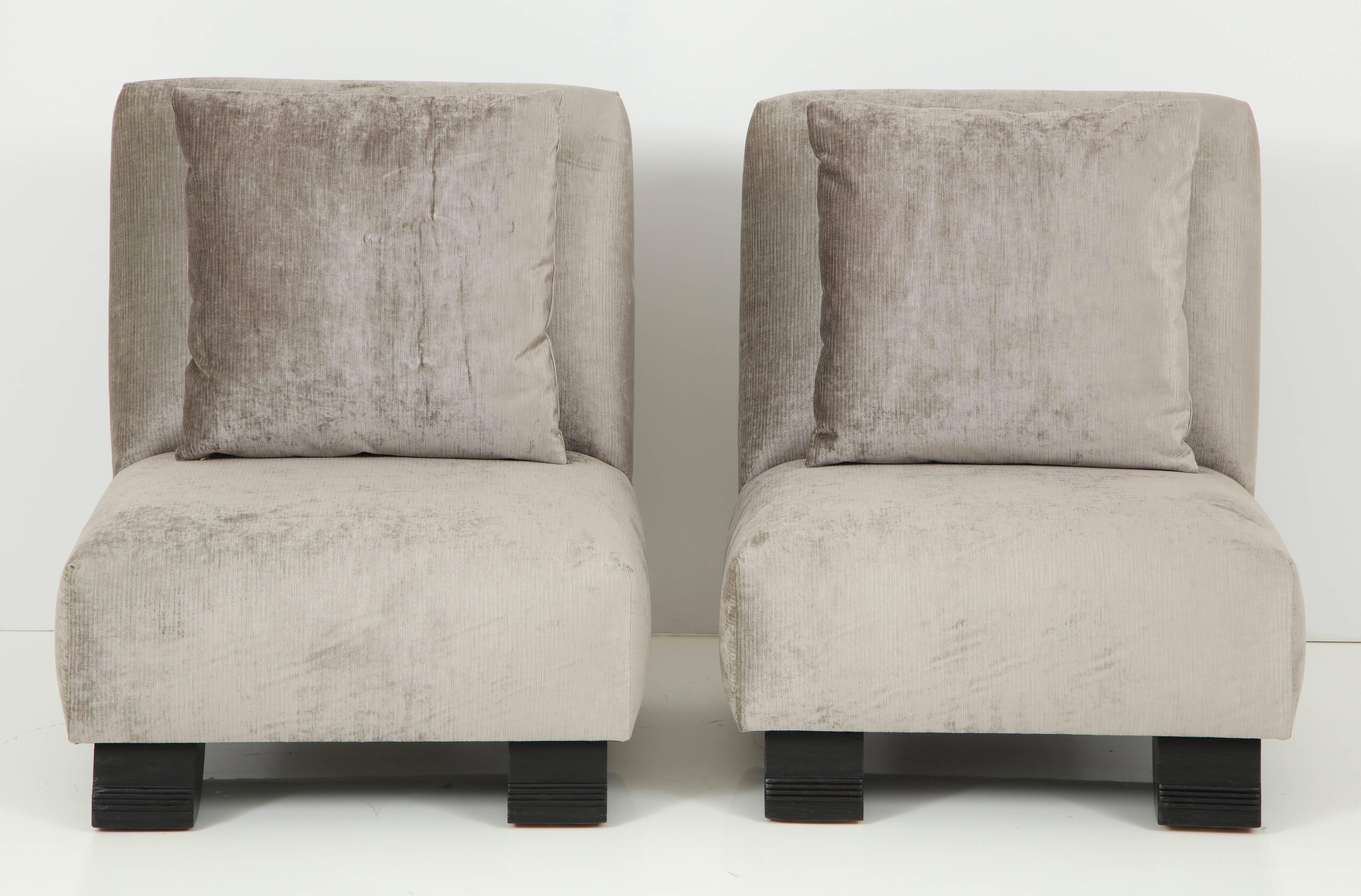 American Elegant Pair of Slipper Chairs by James Mont