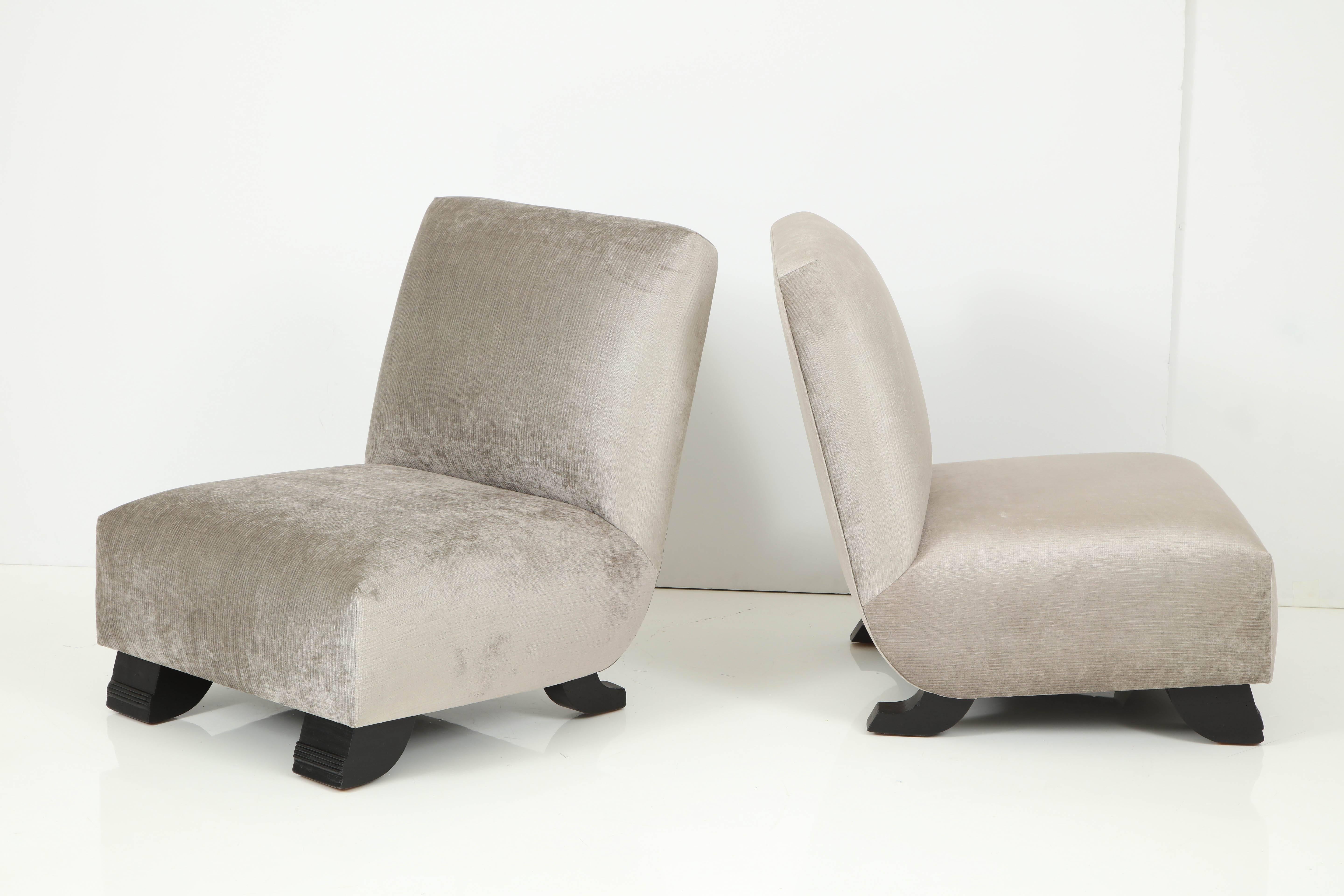 Elegant Pair of Slipper Chairs by James Mont 2
