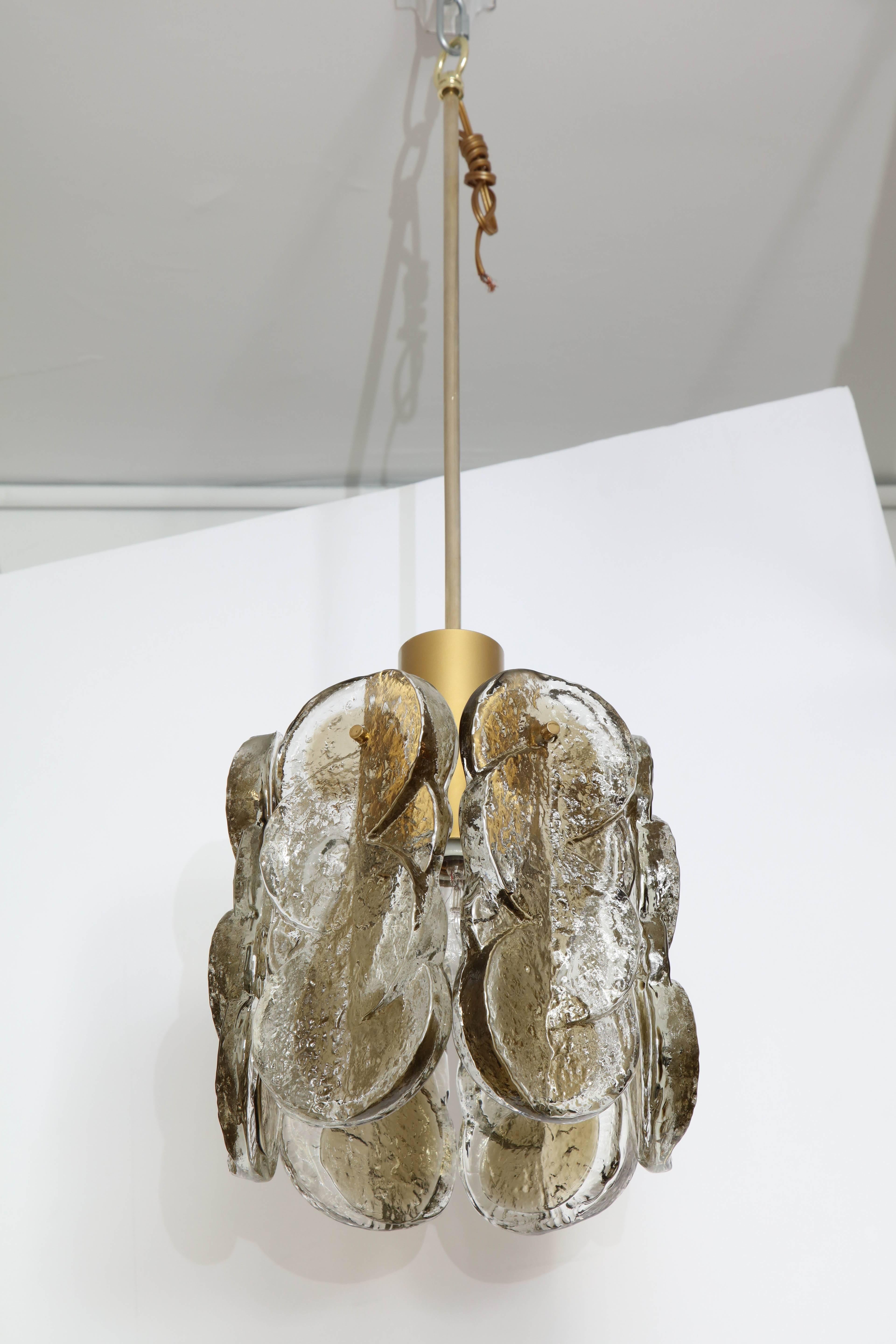 German Swirl Glass Pendant Chandelier by Kalmar