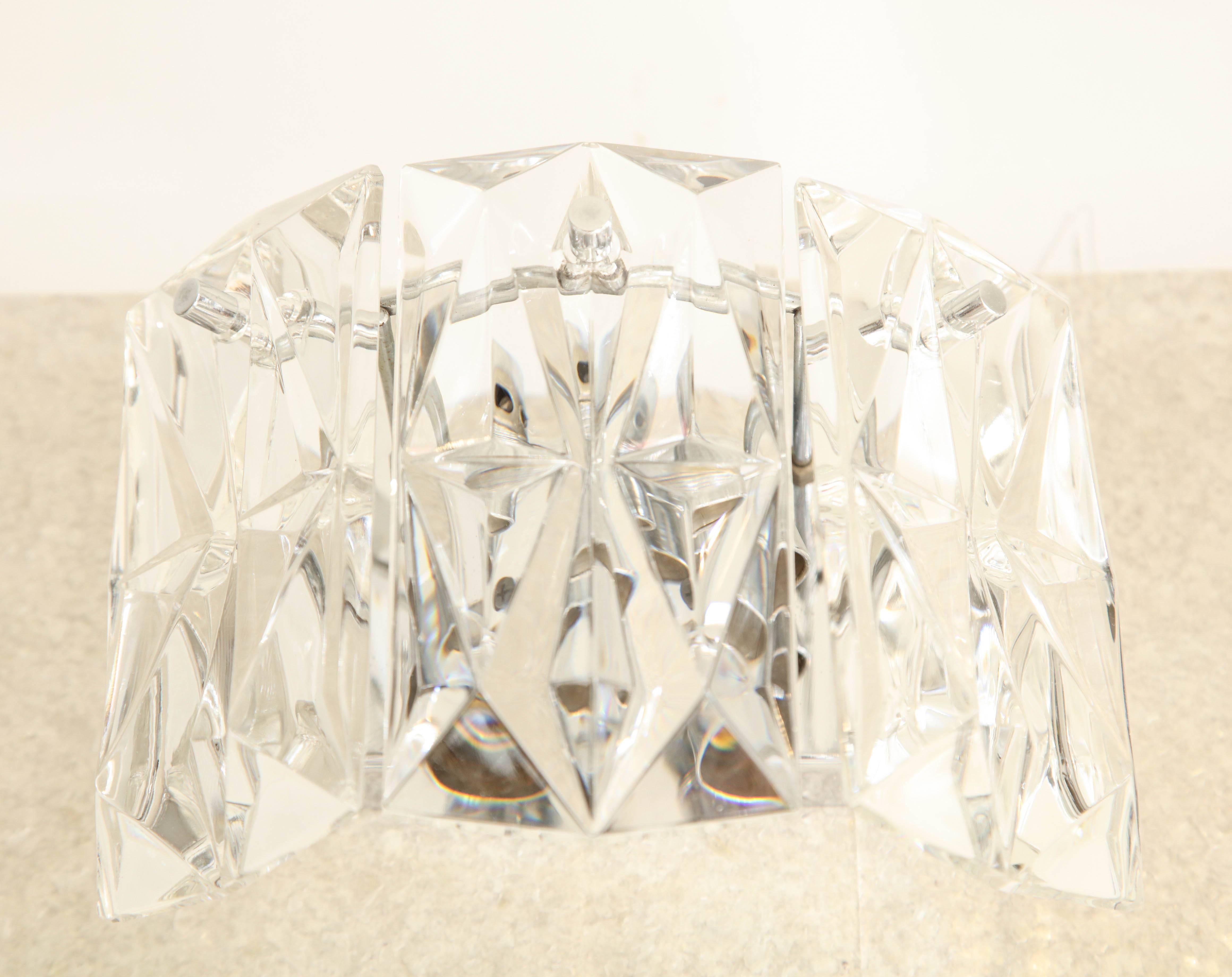 Set of 3 Austrian Faceted Crystal Prism Sconces In Excellent Condition In New York, NY