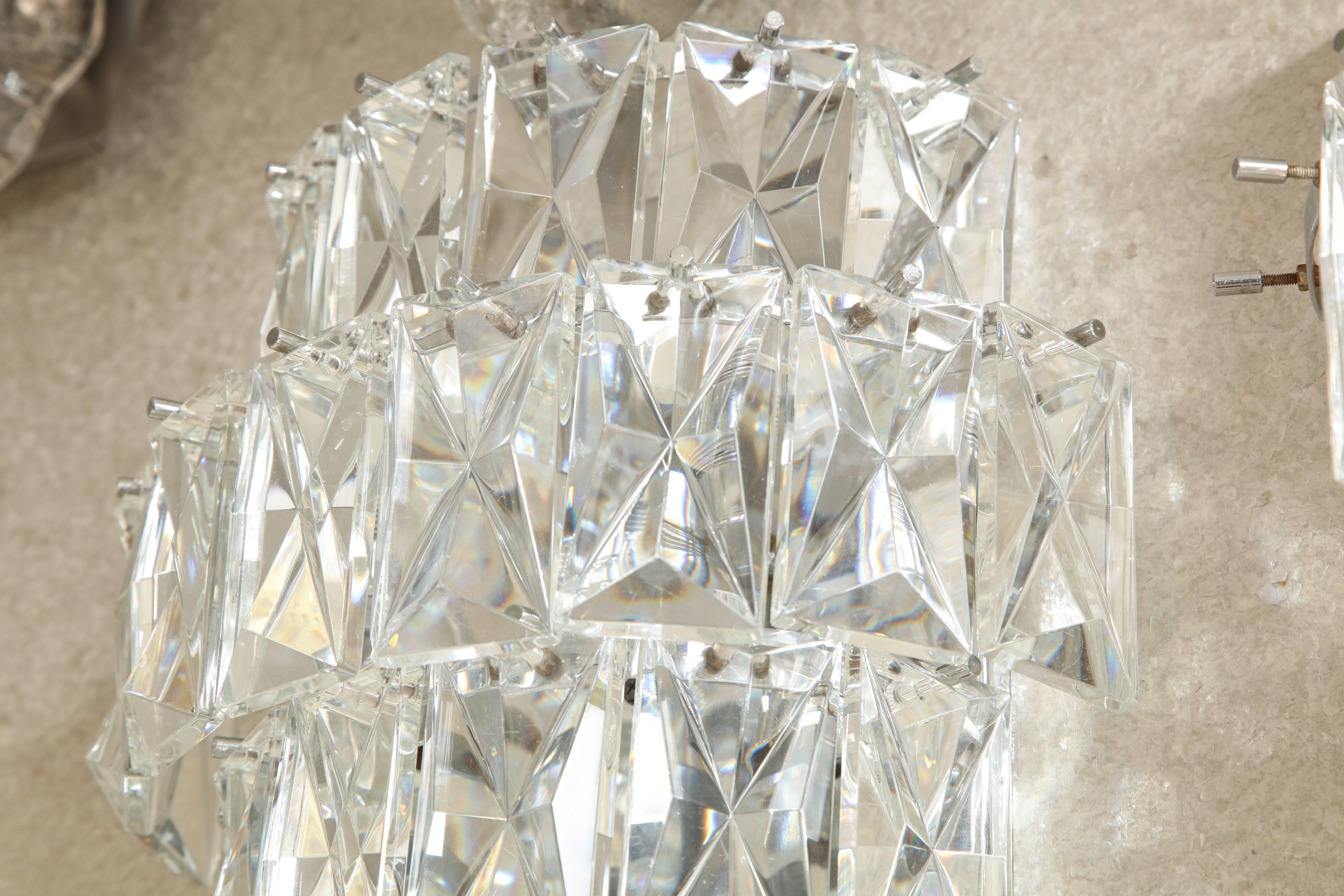 Hollywood Regency Three-Tier Kinkeldey Crystal Sconces For Sale