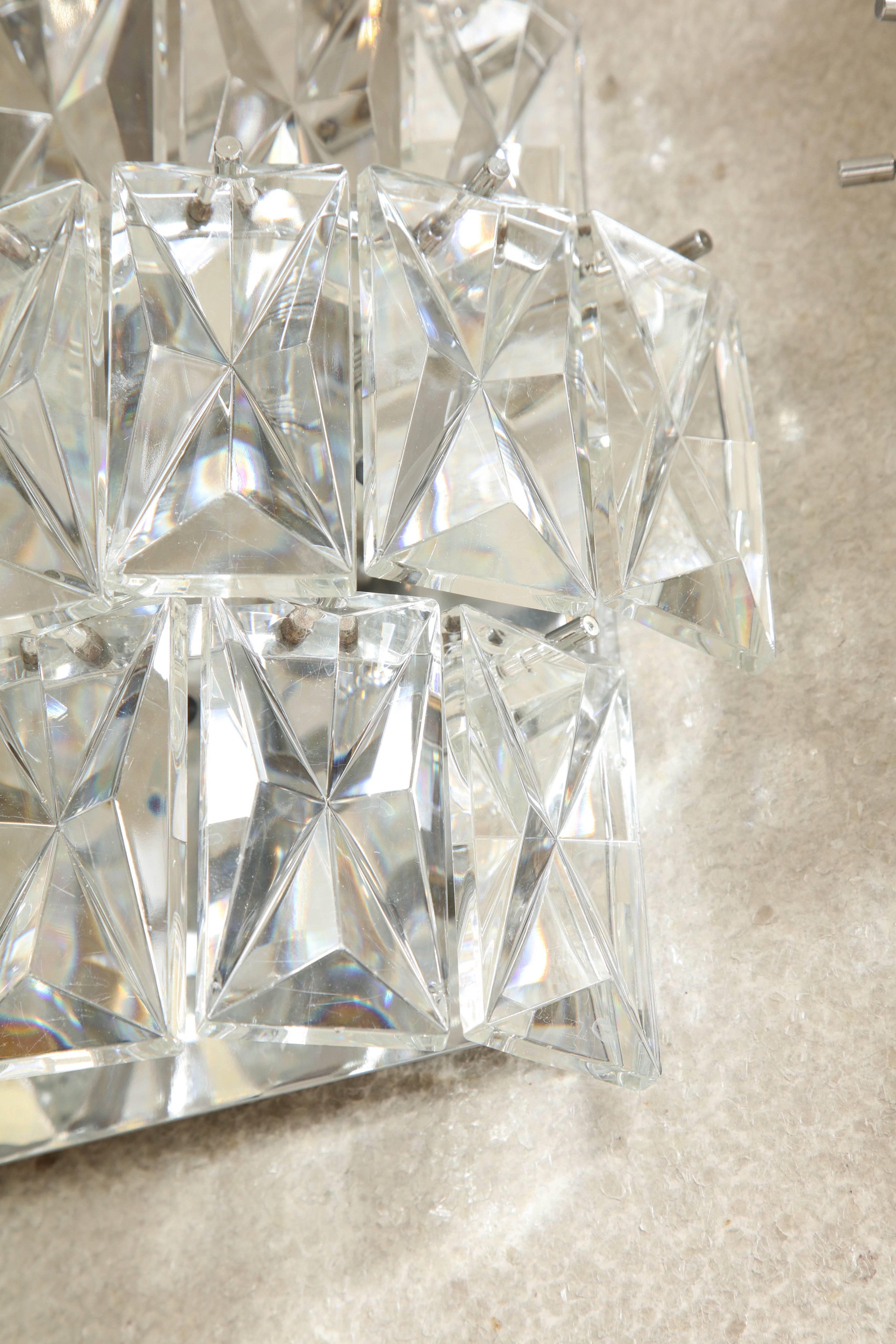 Three-Tier Kinkeldey Crystal Sconces In Excellent Condition For Sale In New York, NY