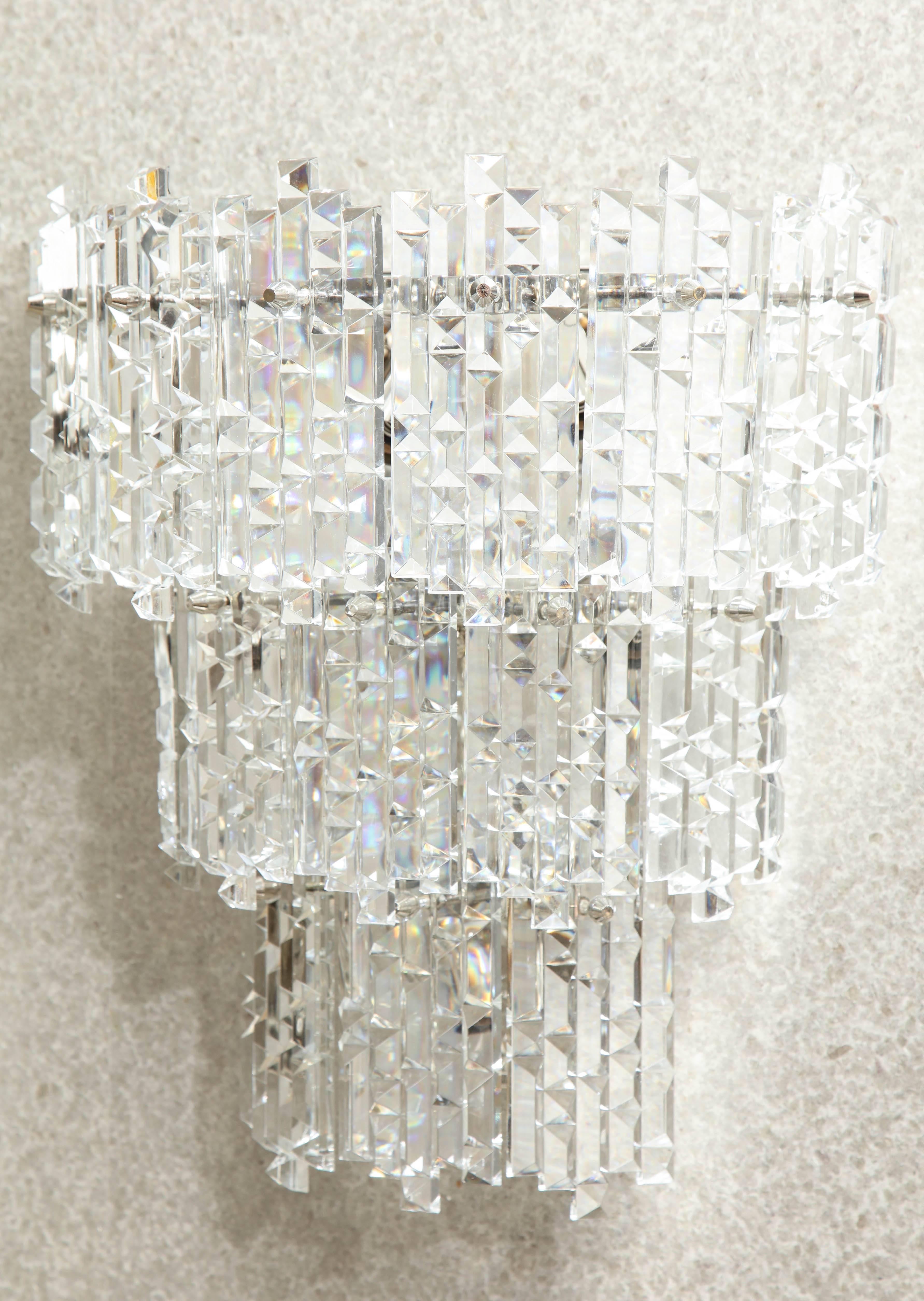 20th Century Kinkeldey Geometric Faceted Sconces