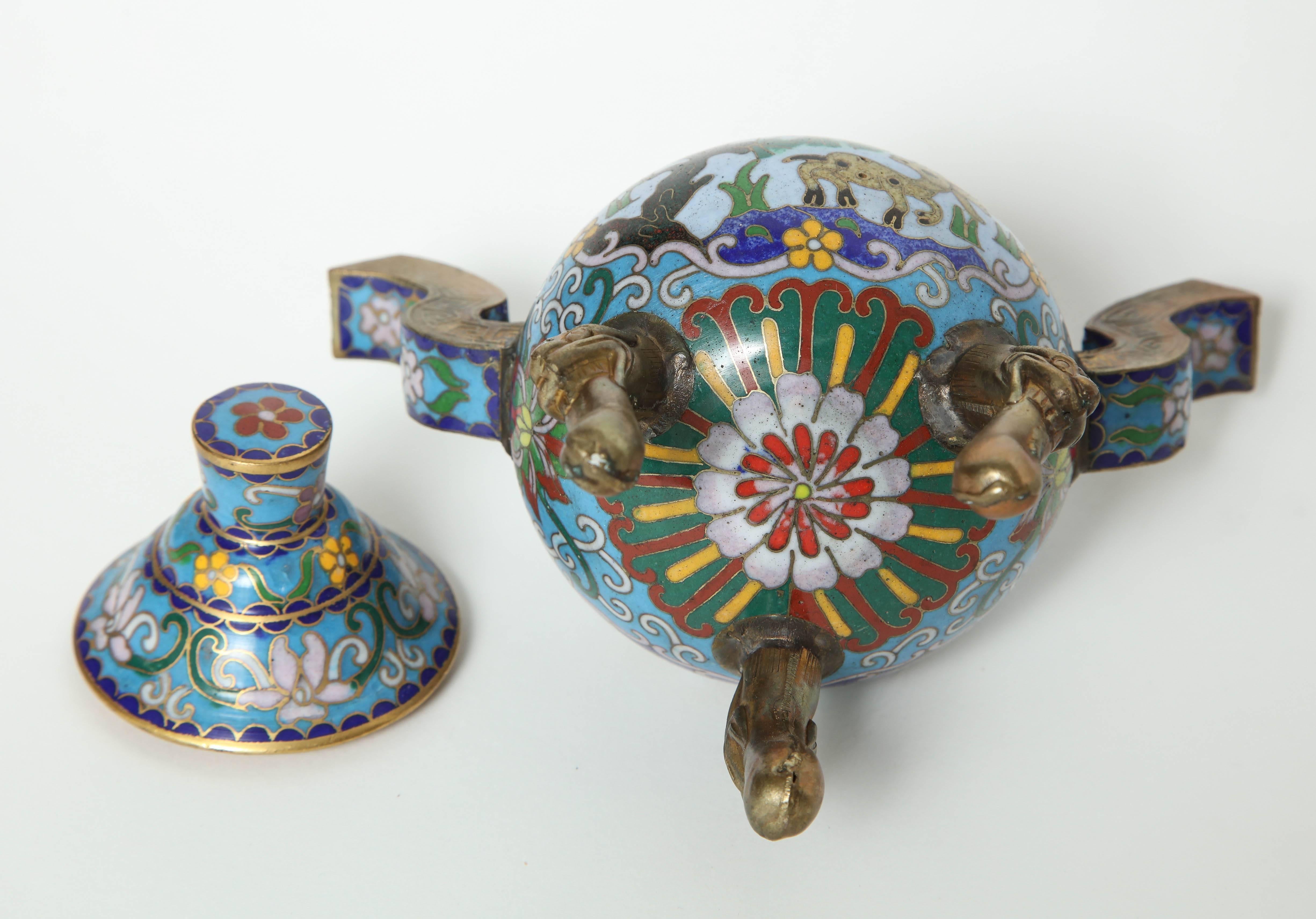 20th Century Pair of Cloisonné Incense Holders