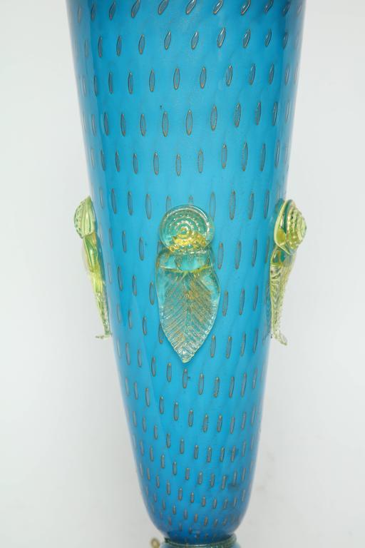 Italian Barovier Tiffany Blue Murano Glass Lamps For Sale
