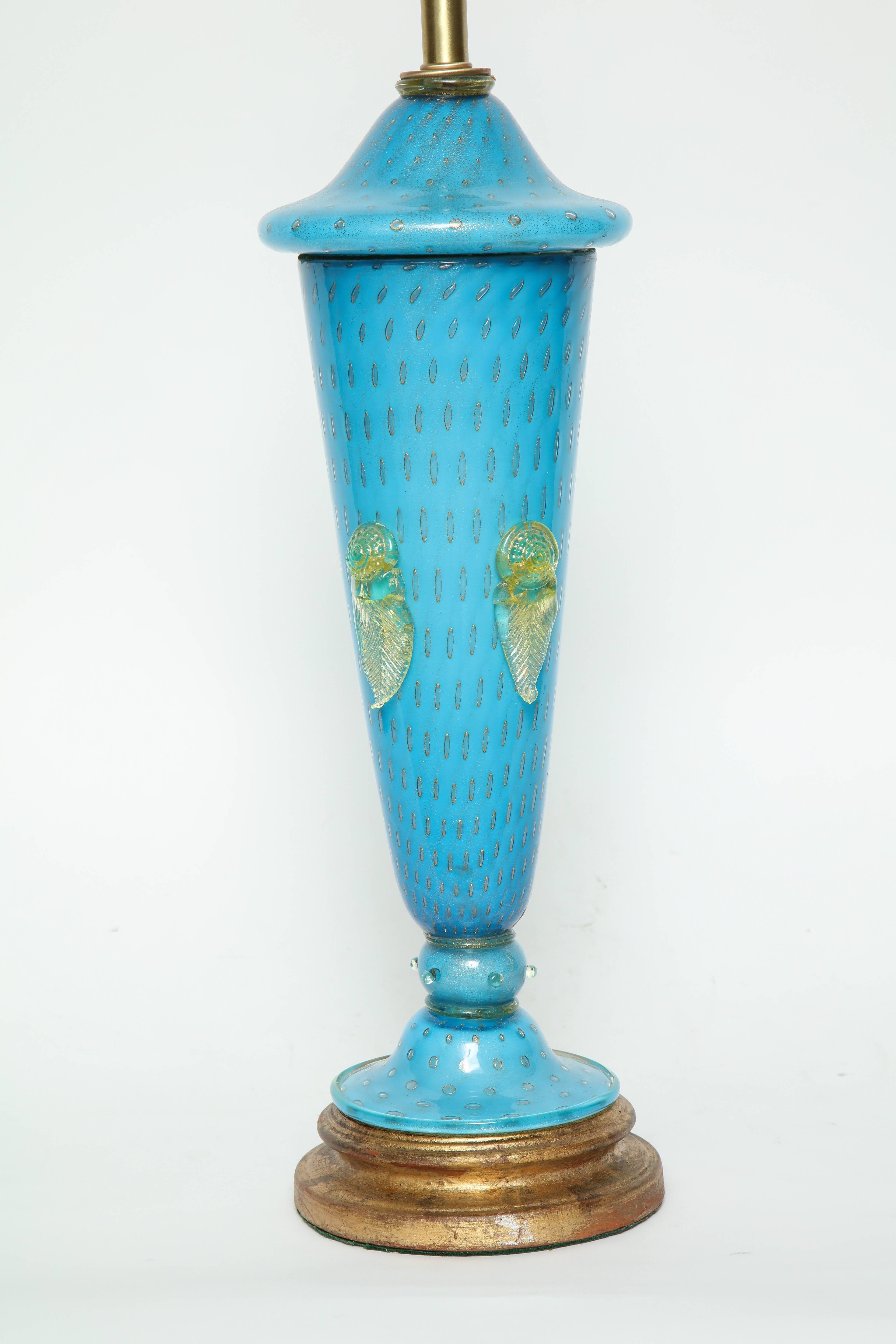 20th Century Barovier Tiffany Blue Murano Glass Lamps For Sale