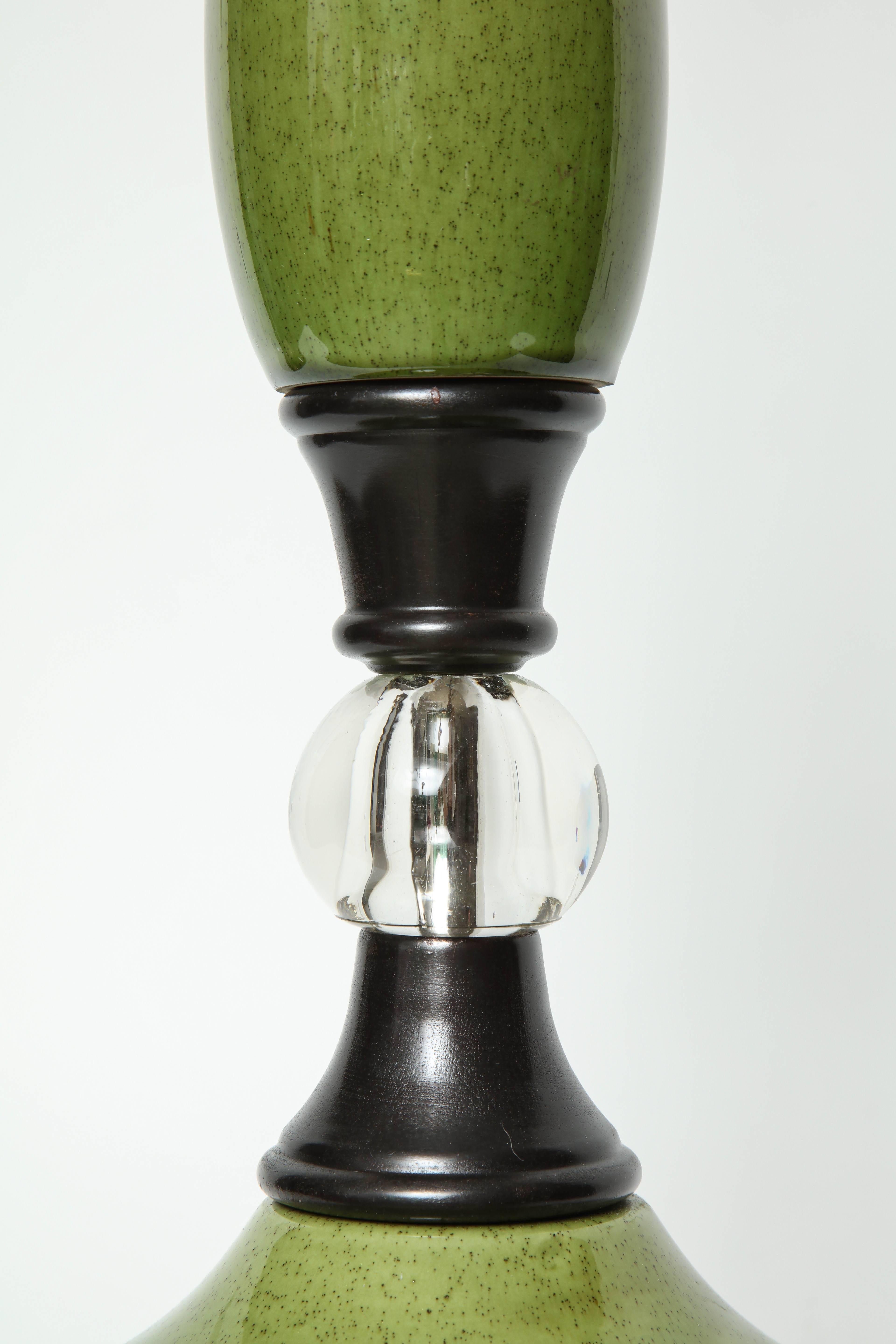 20ième siècle Lampes en céramique vert mousse du milieu du siècle dernier en vente