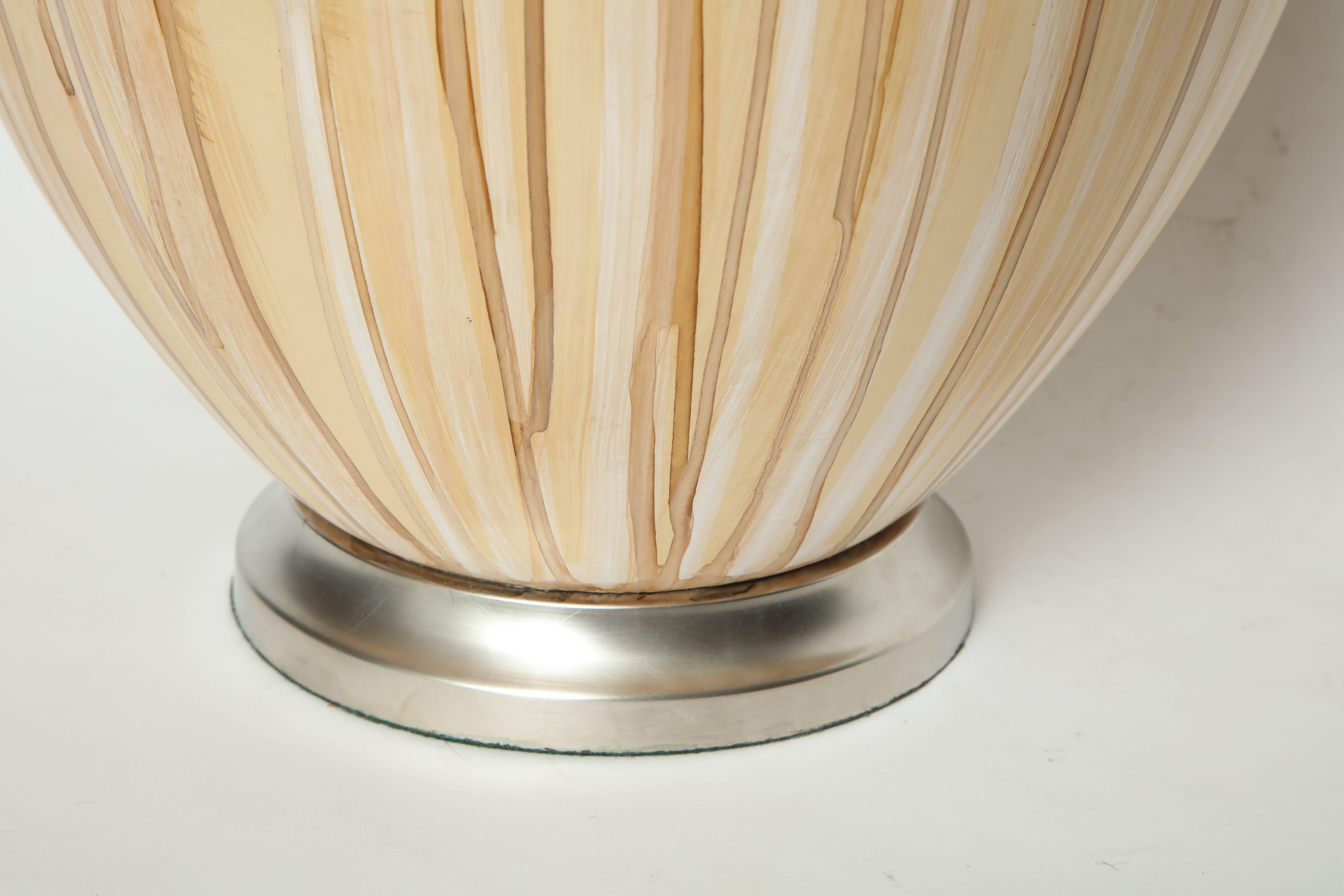 Italian Tan/Brown Drip Glazed Ceramic Lamps 2