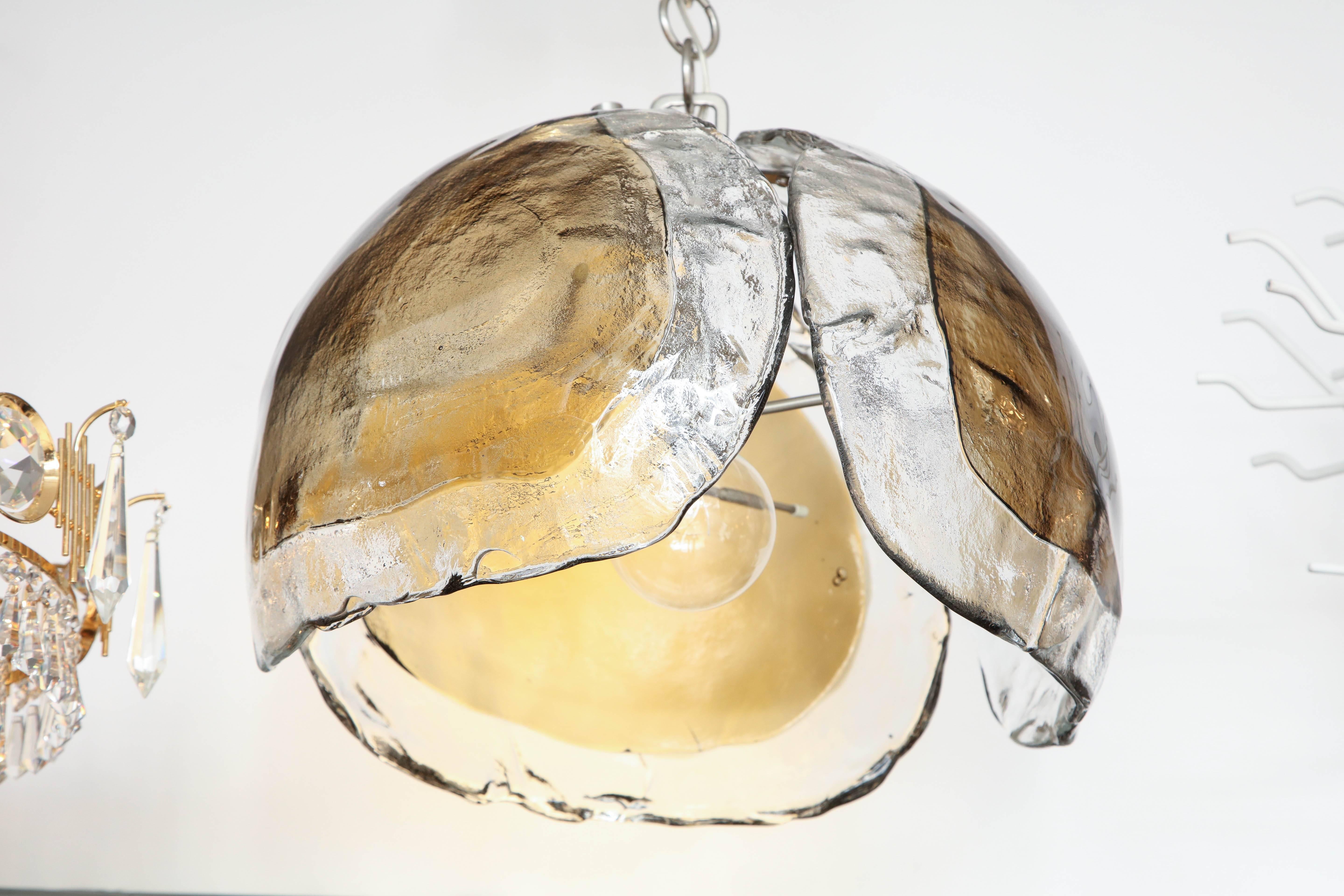 Italian Mazzega Three-Panel Glass Pendant For Sale