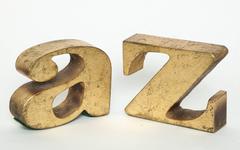 C. Jere Gilded A-Z Bookends, 1970s