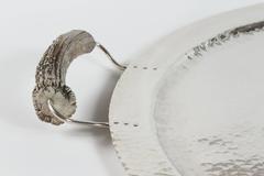 Hammered Silver Tray with Burr Handles by Ben Caldwell