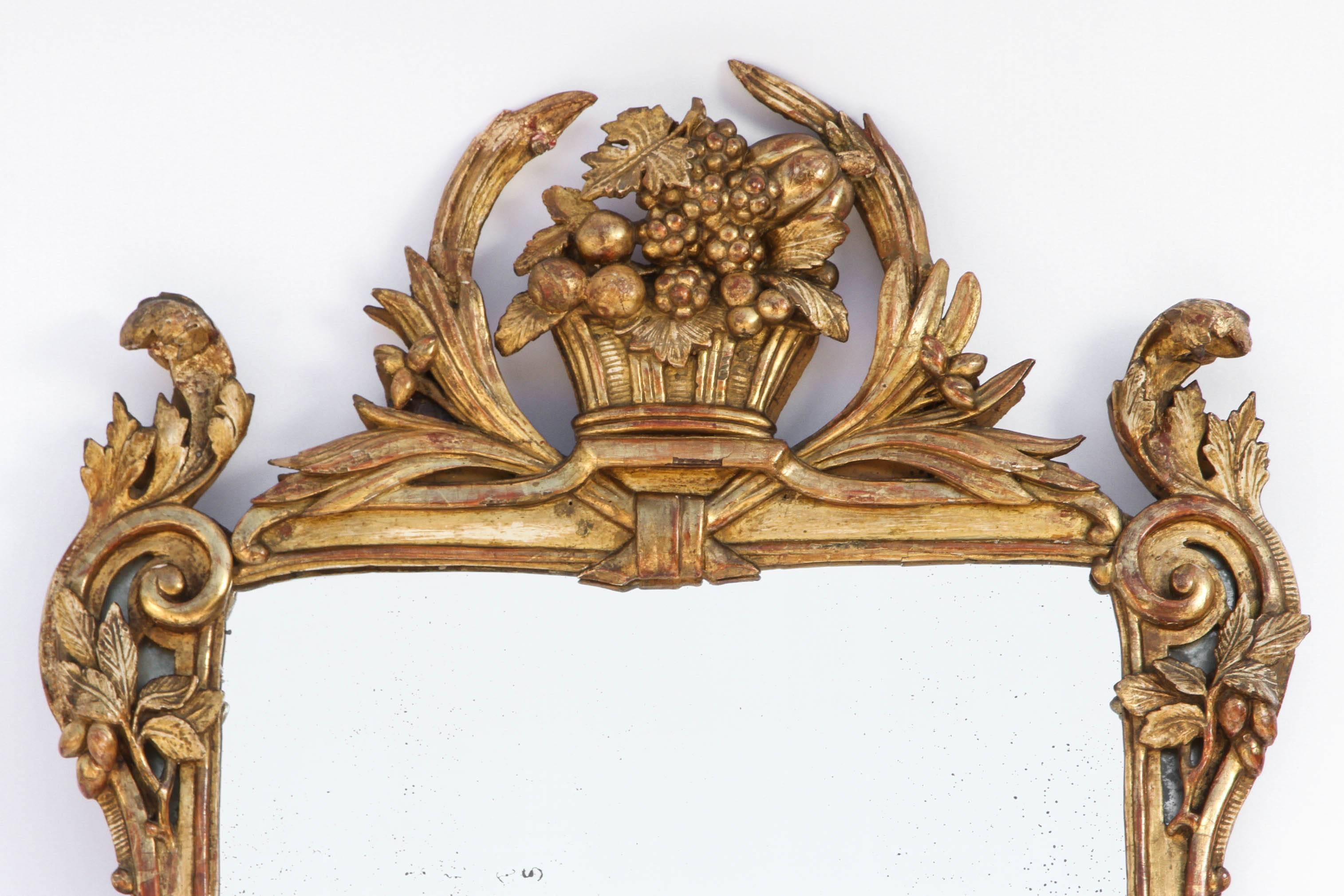 Hand-Carved 18th Century, French Regence Mirror in Giltwood Frame