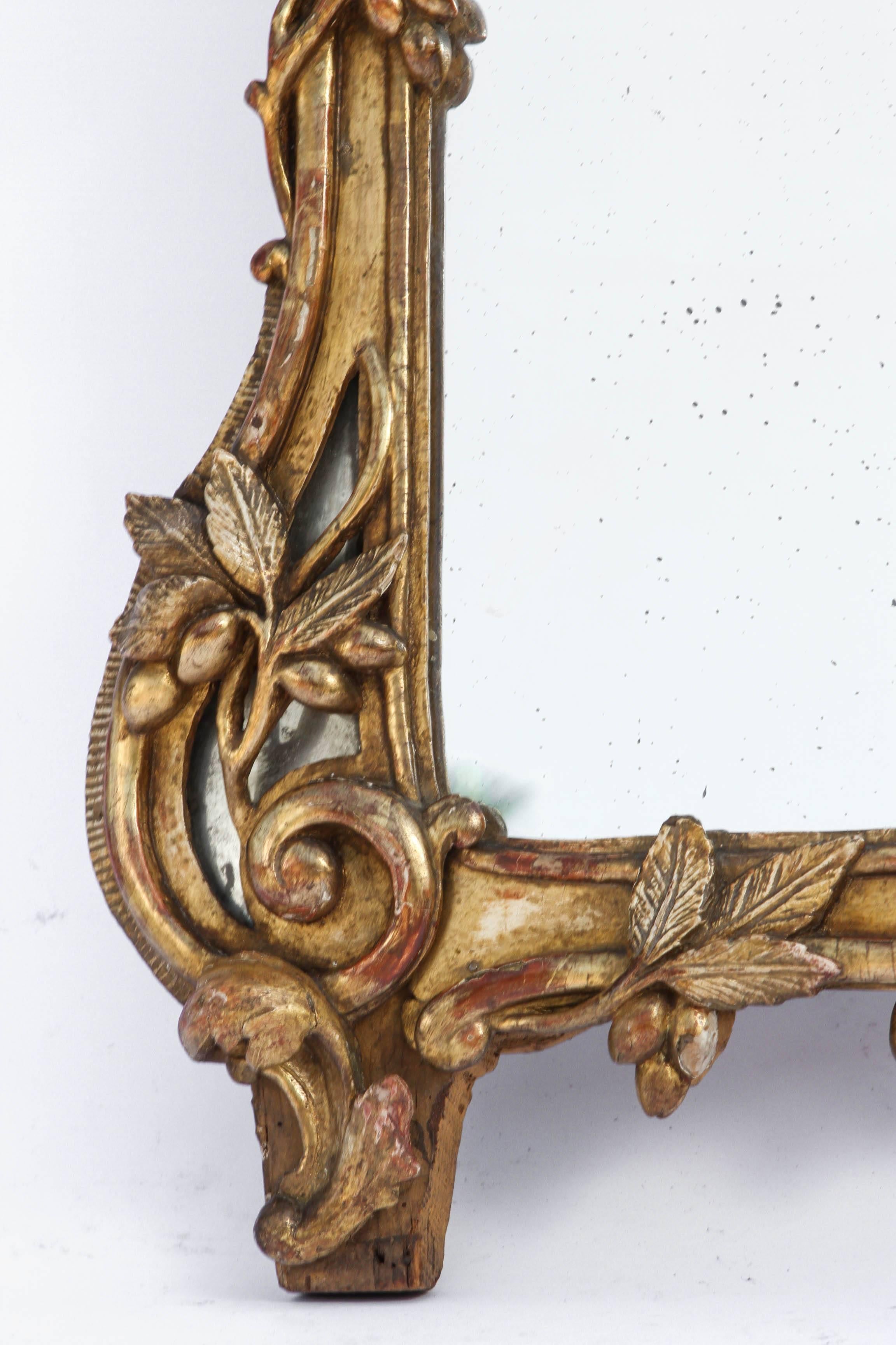 18th Century and Earlier 18th Century, French Regence Mirror in Giltwood Frame