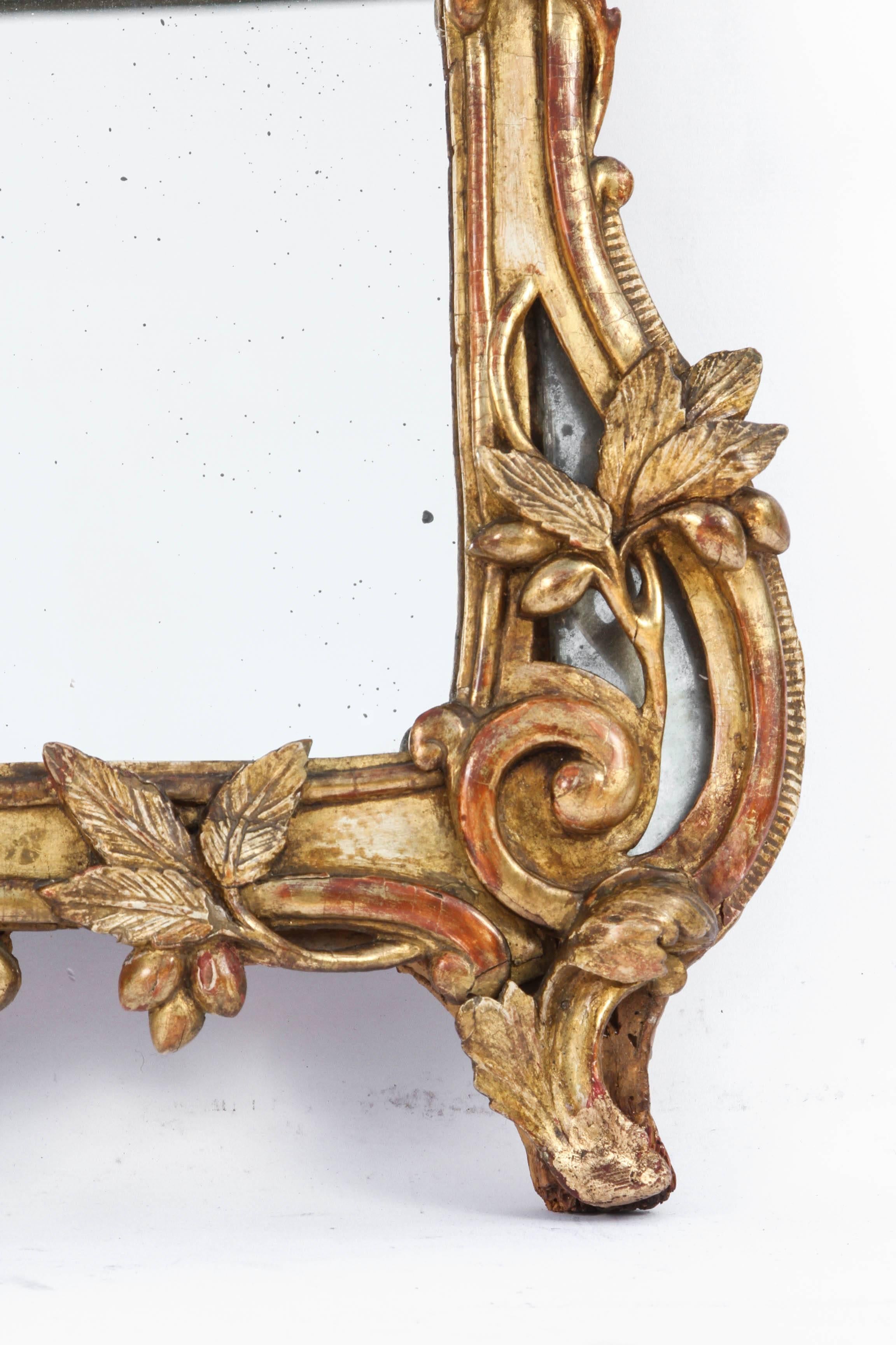 18th Century, French Regence Mirror in Giltwood Frame 2