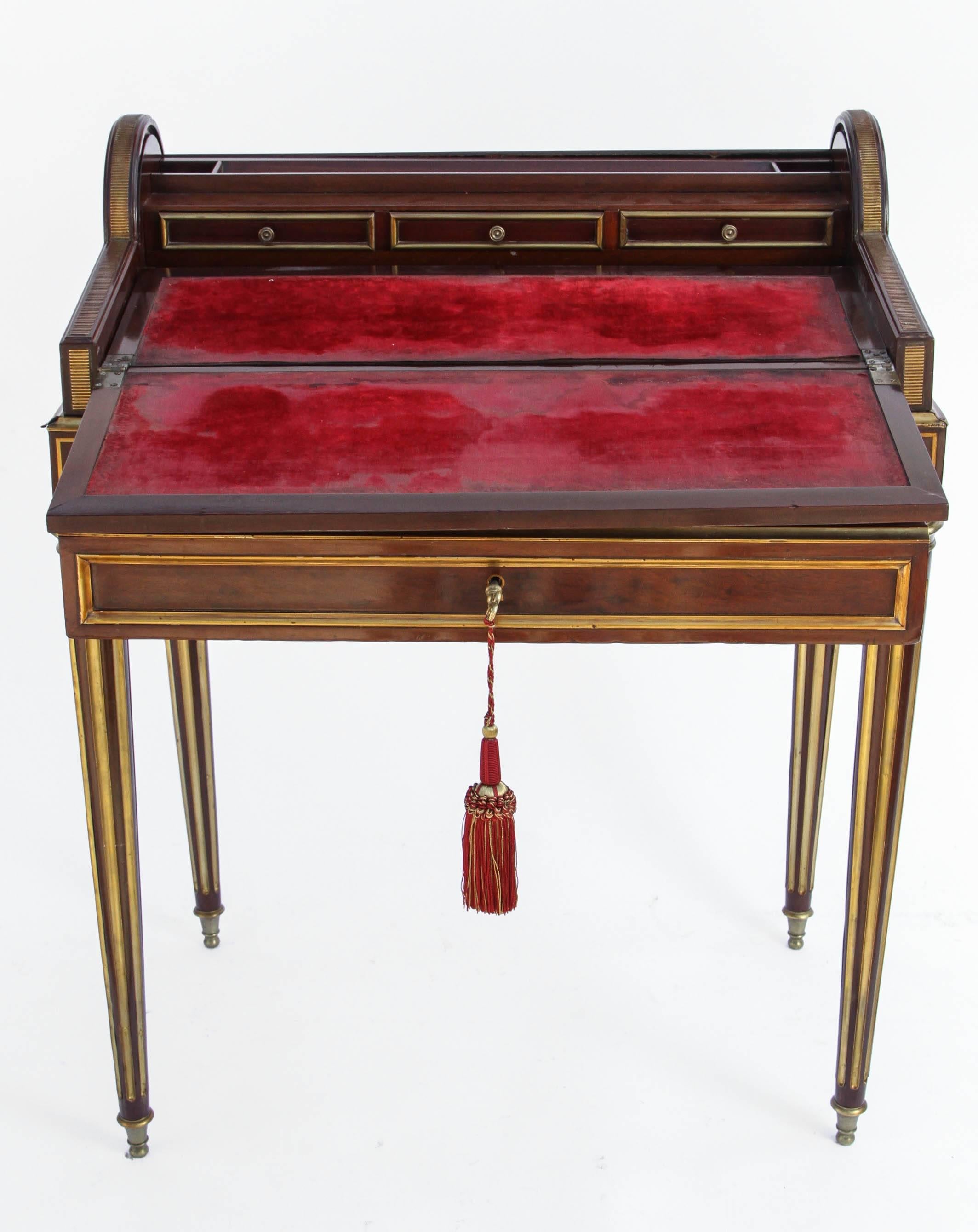 19th Century Paul Sormani French Miniature Cylinder Writing Desk For Sale 1