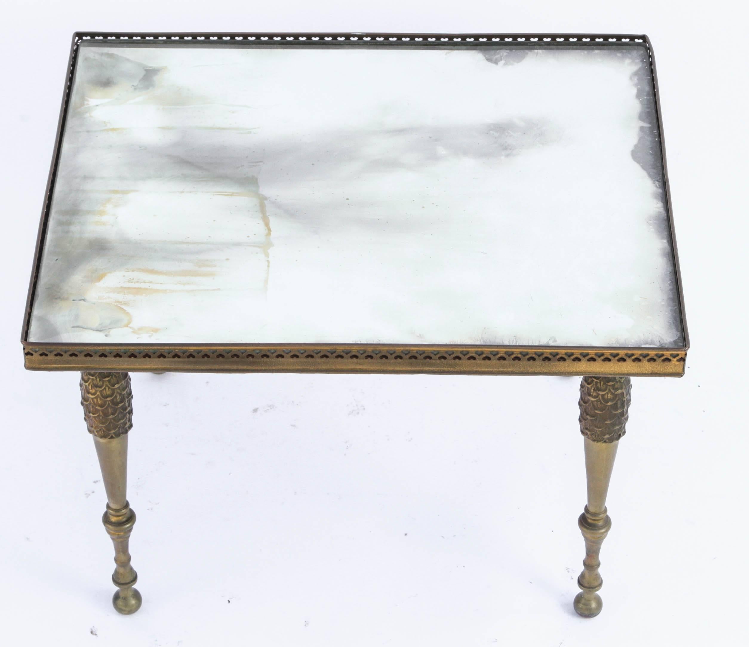 20th Century Pair of Mid-Century Bronze and Mirrored Tables
