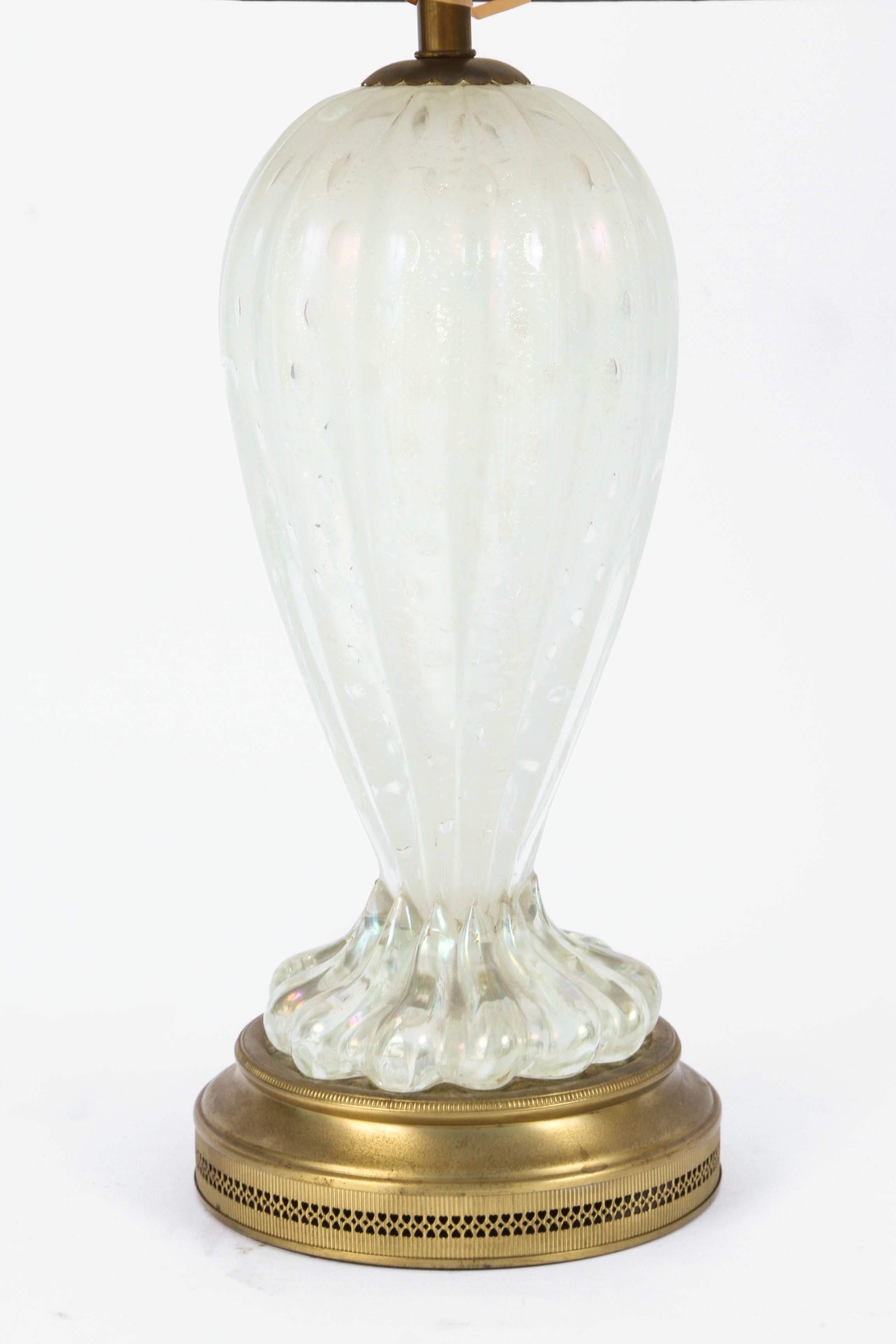 20th Century Pair of Mid-Century Italian Murano Iridescent Lamps For Sale