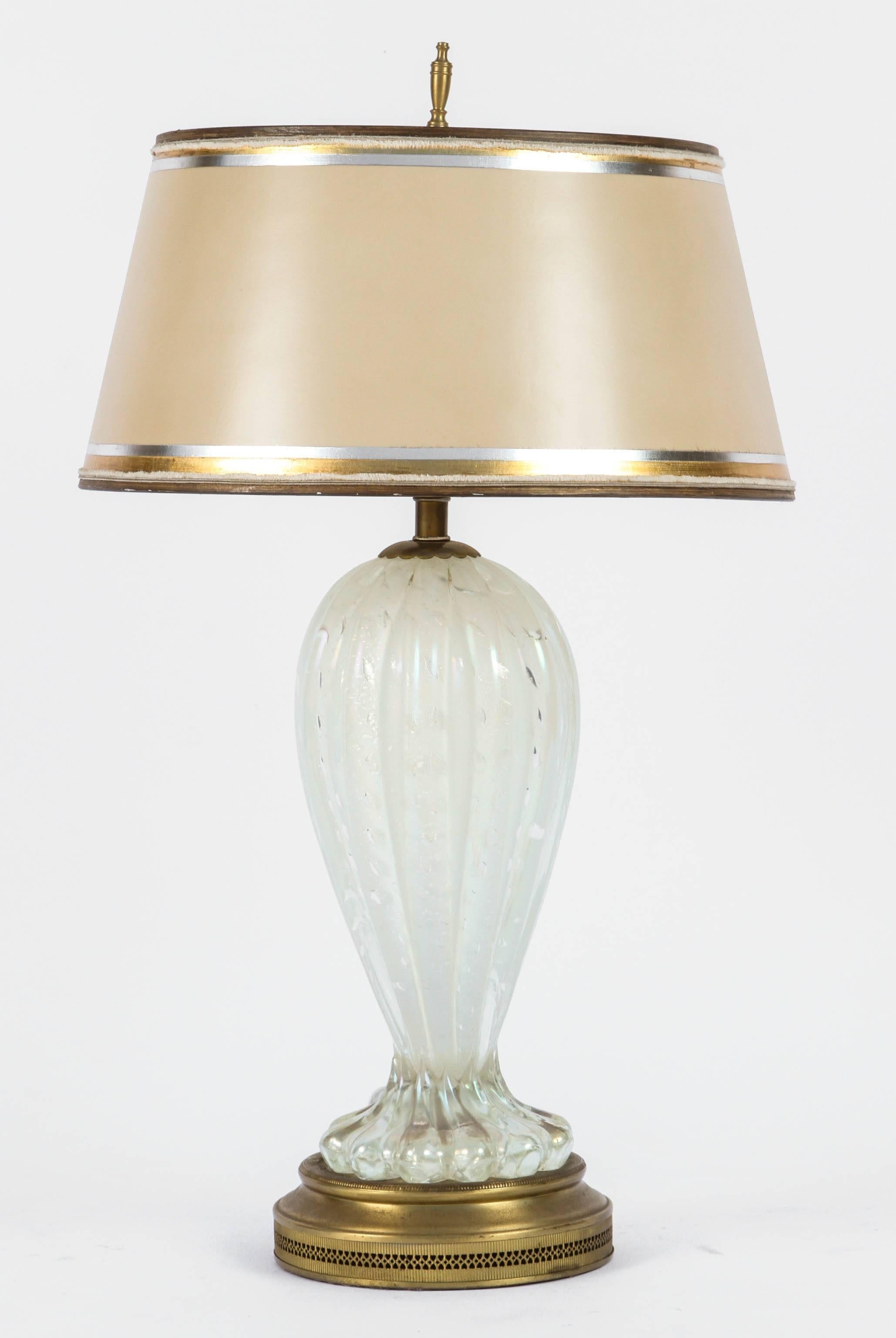 Murano Glass Pair of Mid-Century Italian Murano Iridescent Lamps For Sale