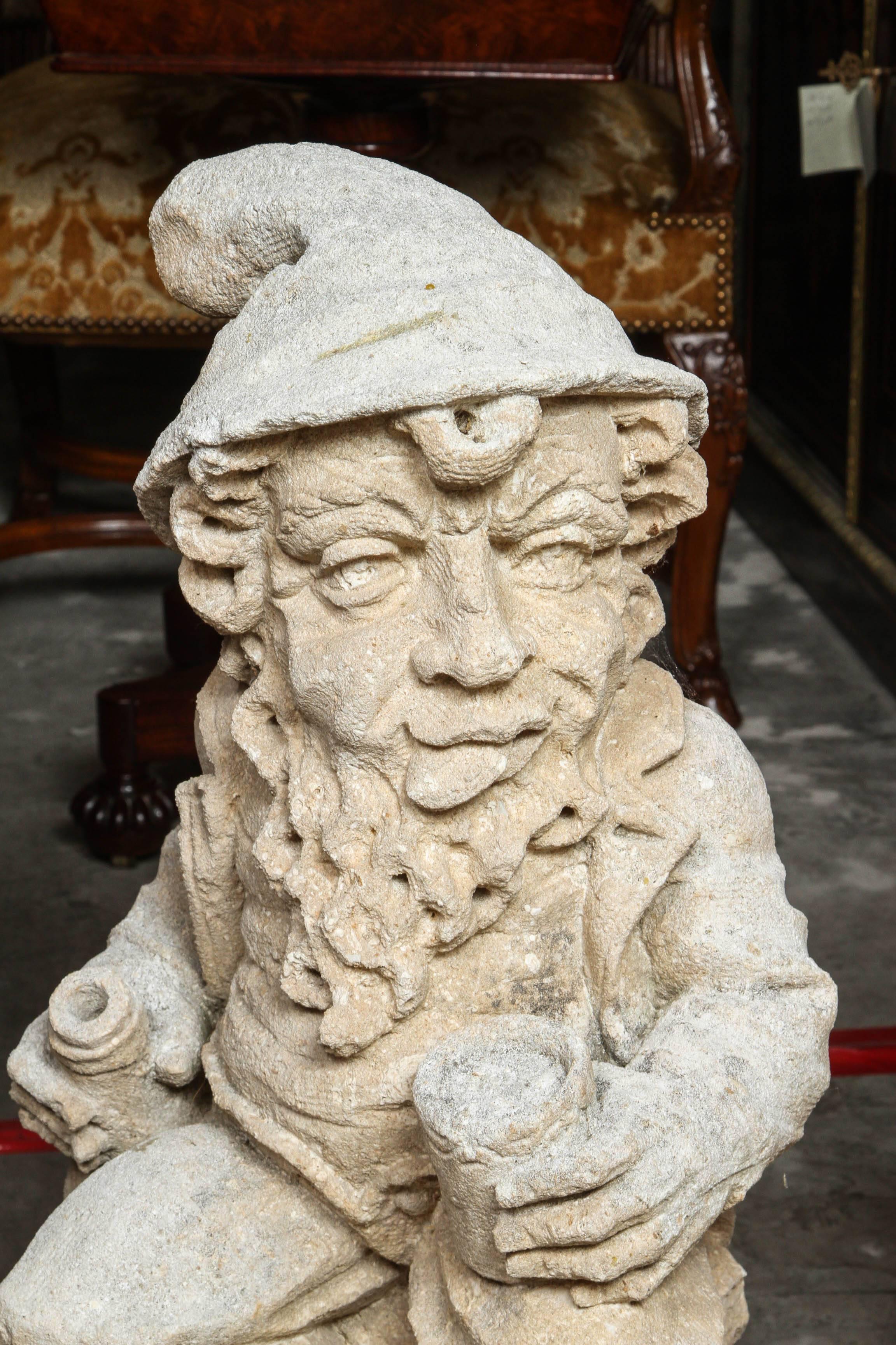 20th Century Group of Four French Carved Limestone Gnomes from the Early 1900s