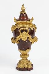 Pair of 19th Century French Rouge Marble Urns