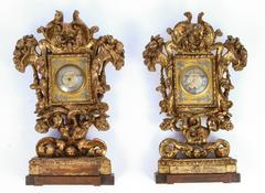 Pair of 18th century Italian Clock and Barometer