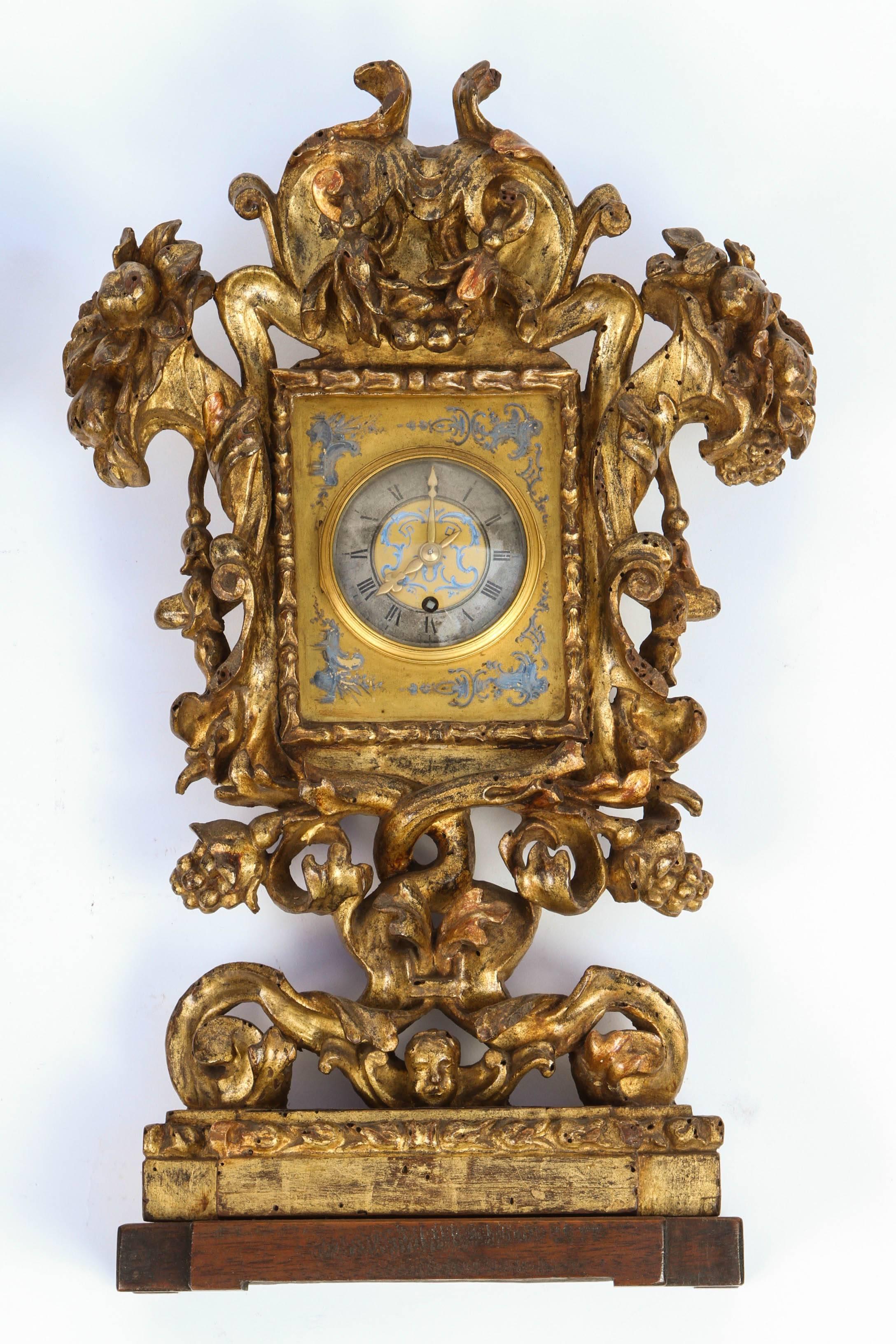 Hand-Carved Pair of 18th century Italian Clock and Barometer For Sale