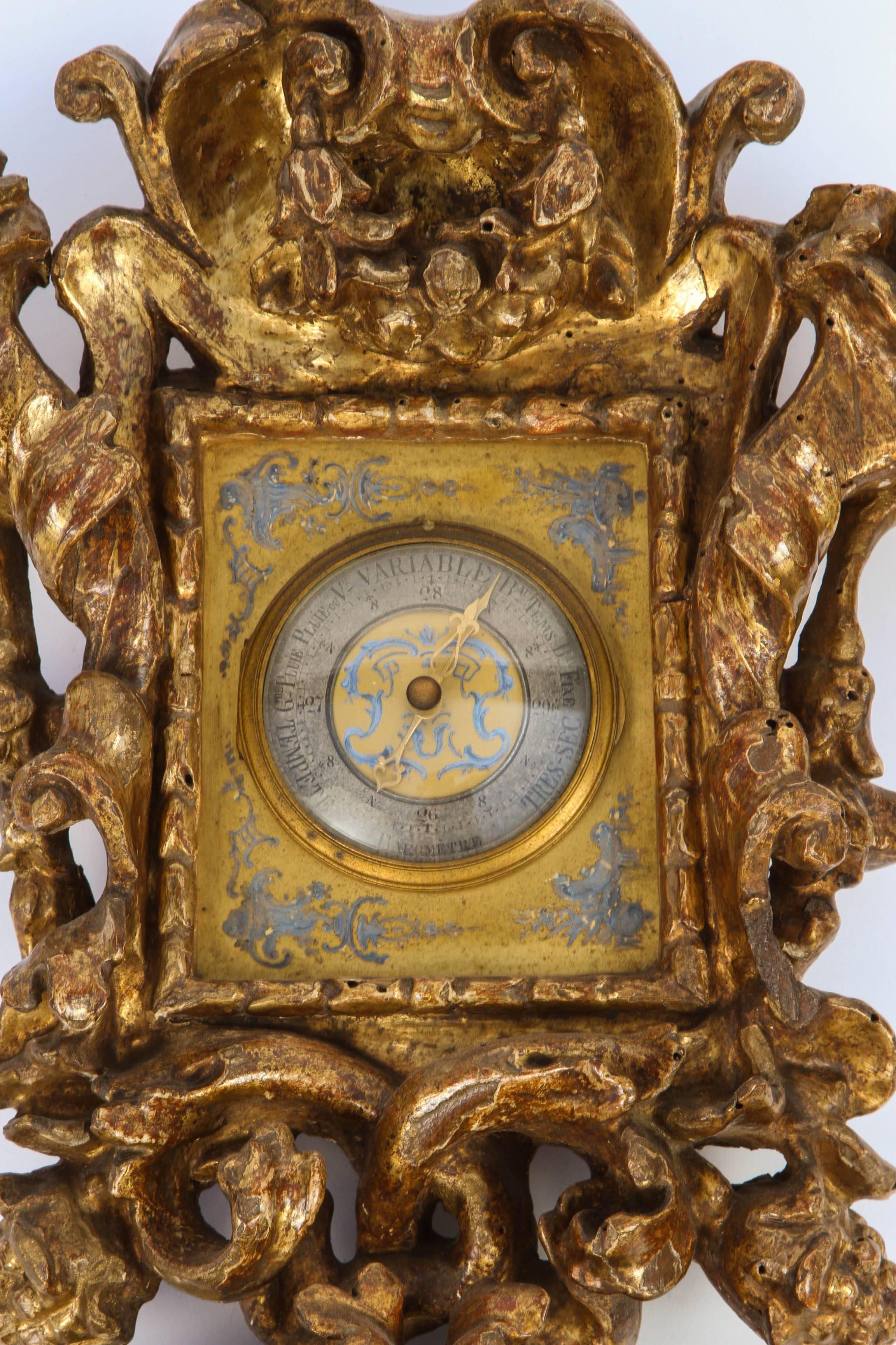 Pair of 18th century Italian Clock and Barometer In Good Condition For Sale In Los Angeles, CA