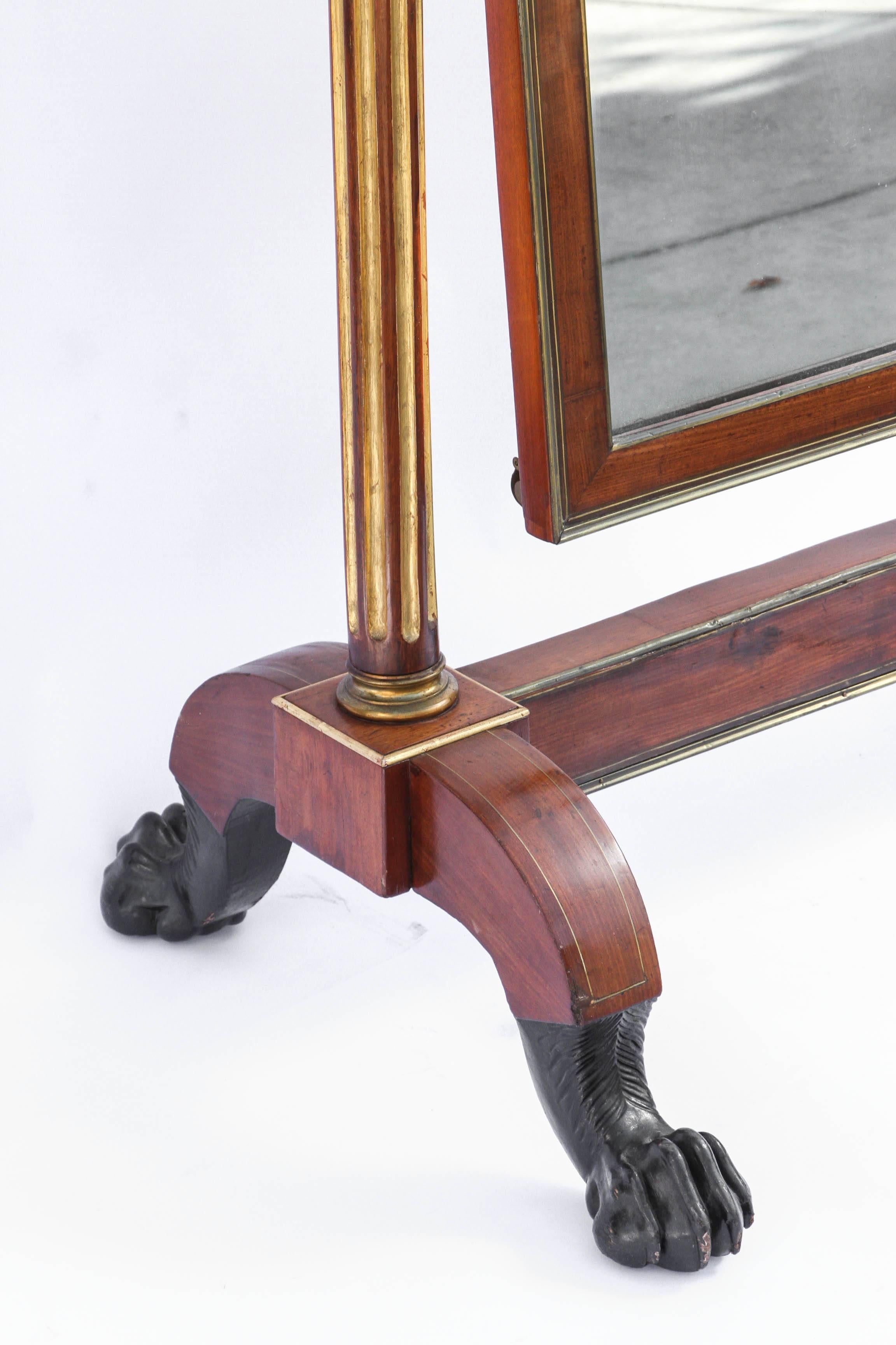 19th Century French Brass Mounted Cheval Mirror 3
