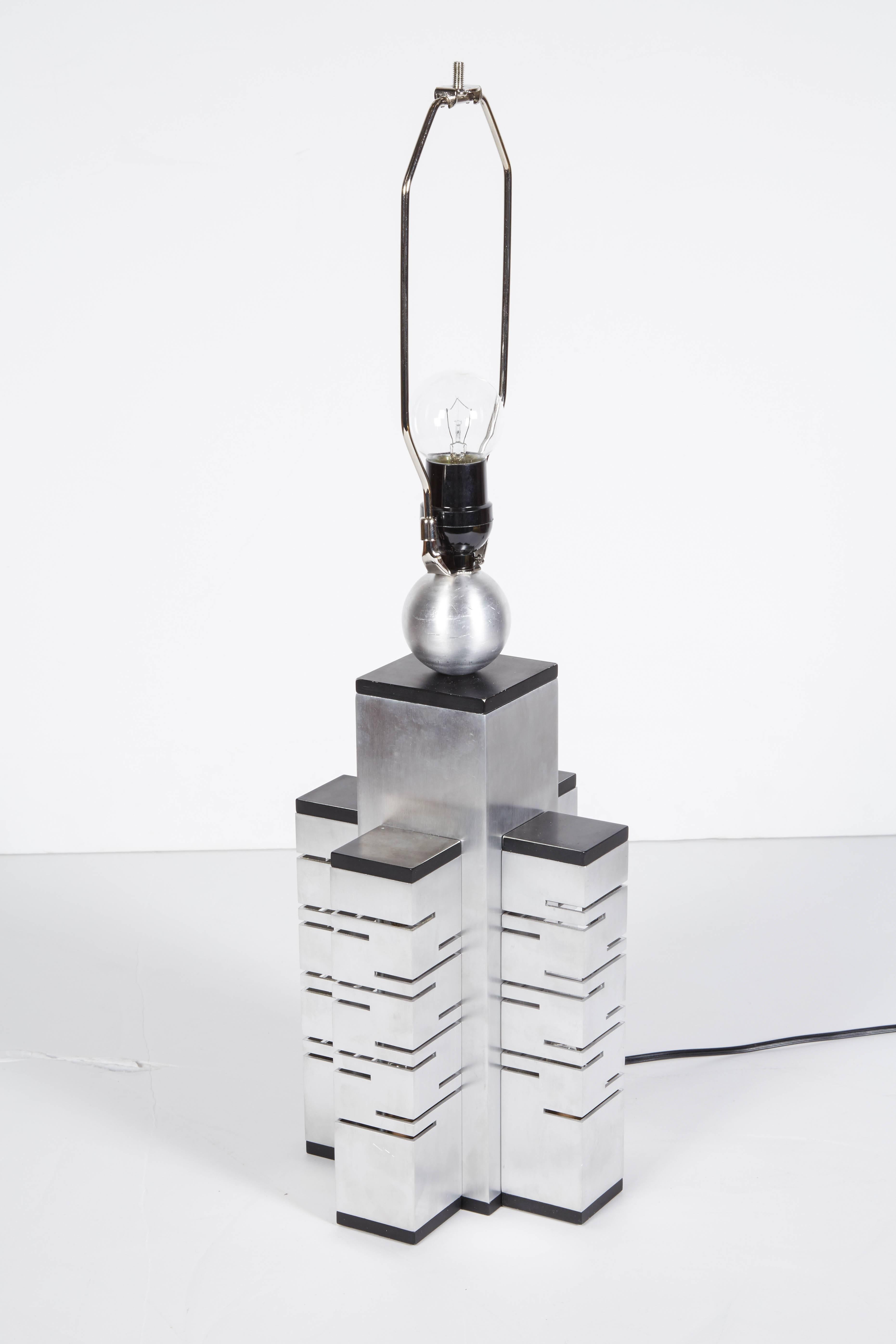 Aluminum Italian 1970s Satin Aluminium Architectural Table Lamp