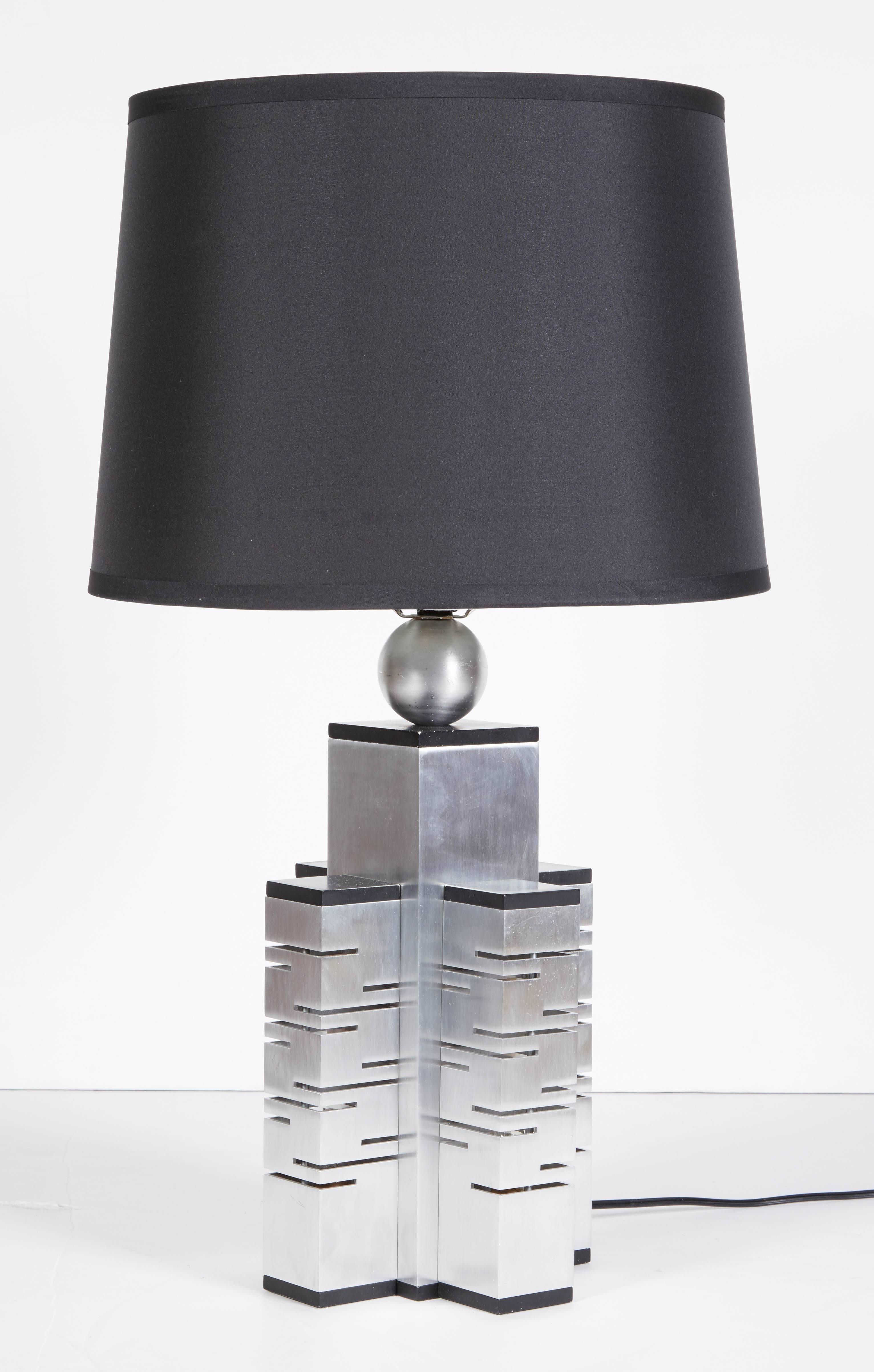 Italian 1970s Satin Aluminium Architectural Table Lamp 1