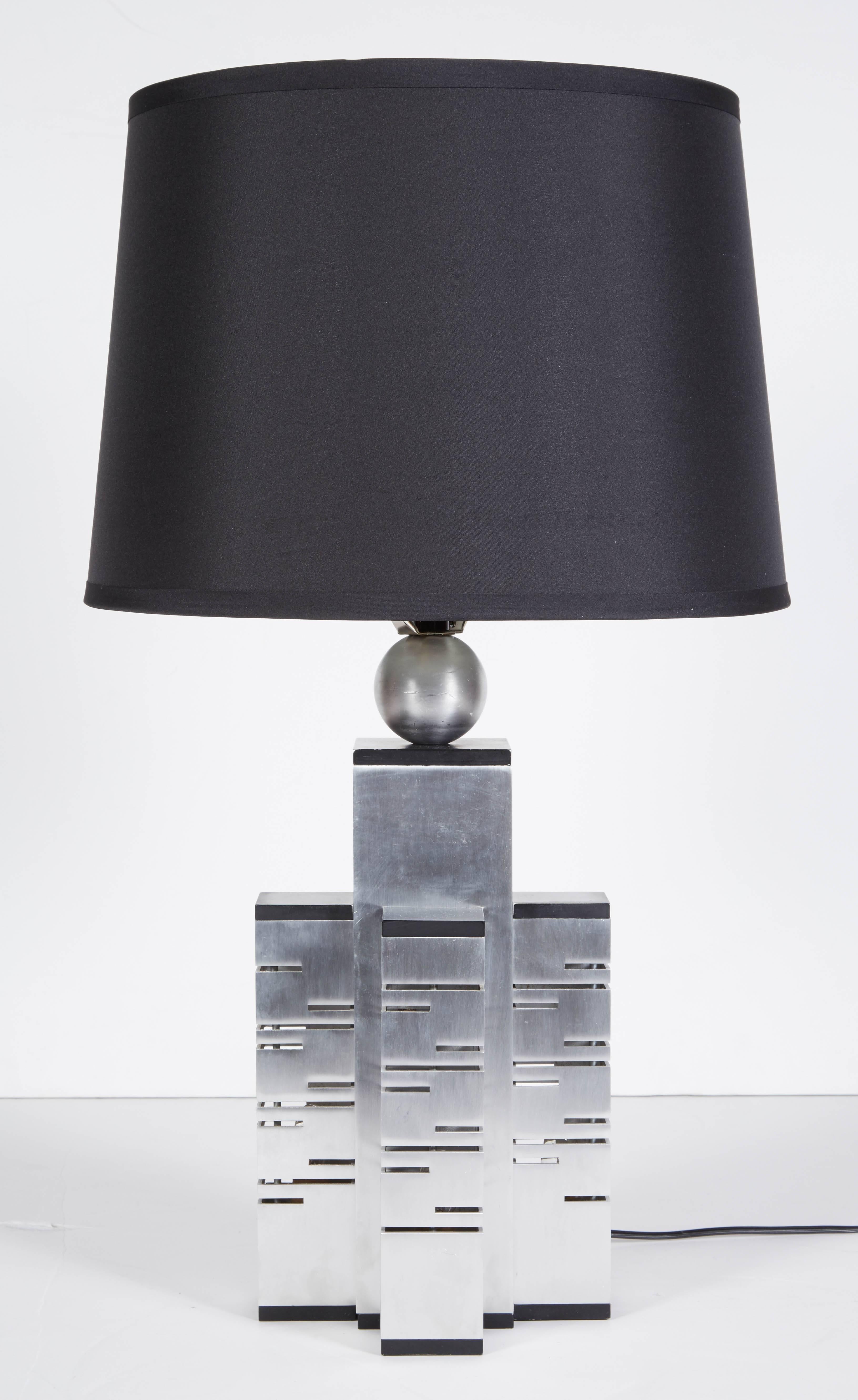 Modern Italian 1970s Satin Aluminium Architectural Table Lamp