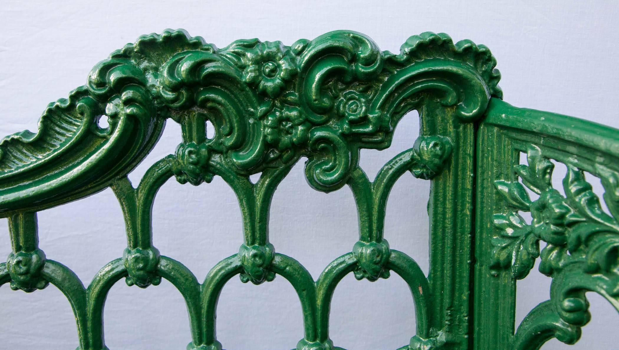 Cast Iron Green Garden Bench 1