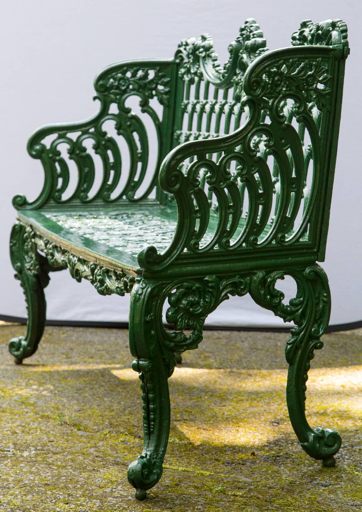 Cast Iron Green Garden Bench 3