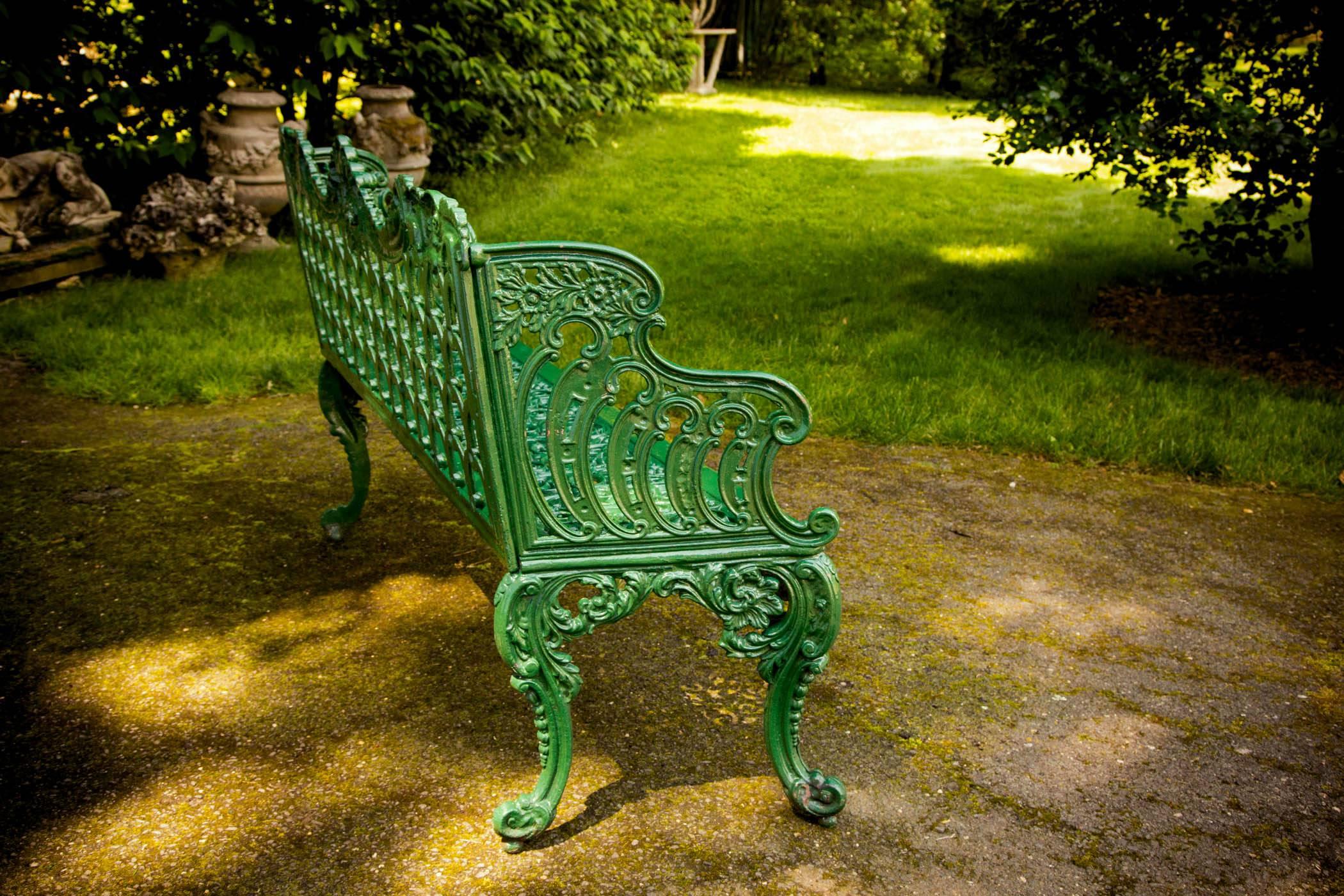 Cast Iron Green Garden Bench 6