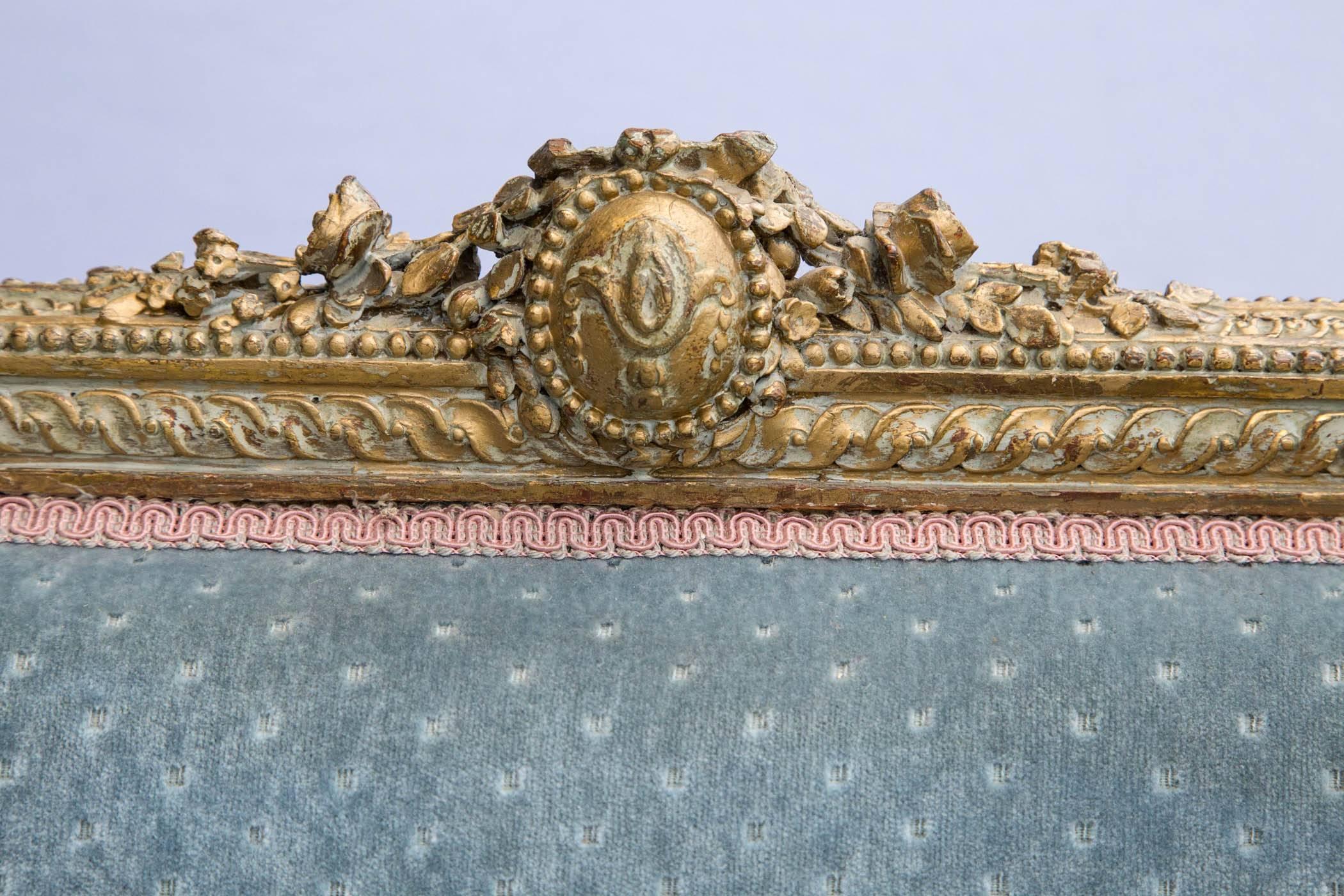 Hand-Carved Louis XVI Style Giltwood Winged Bergere