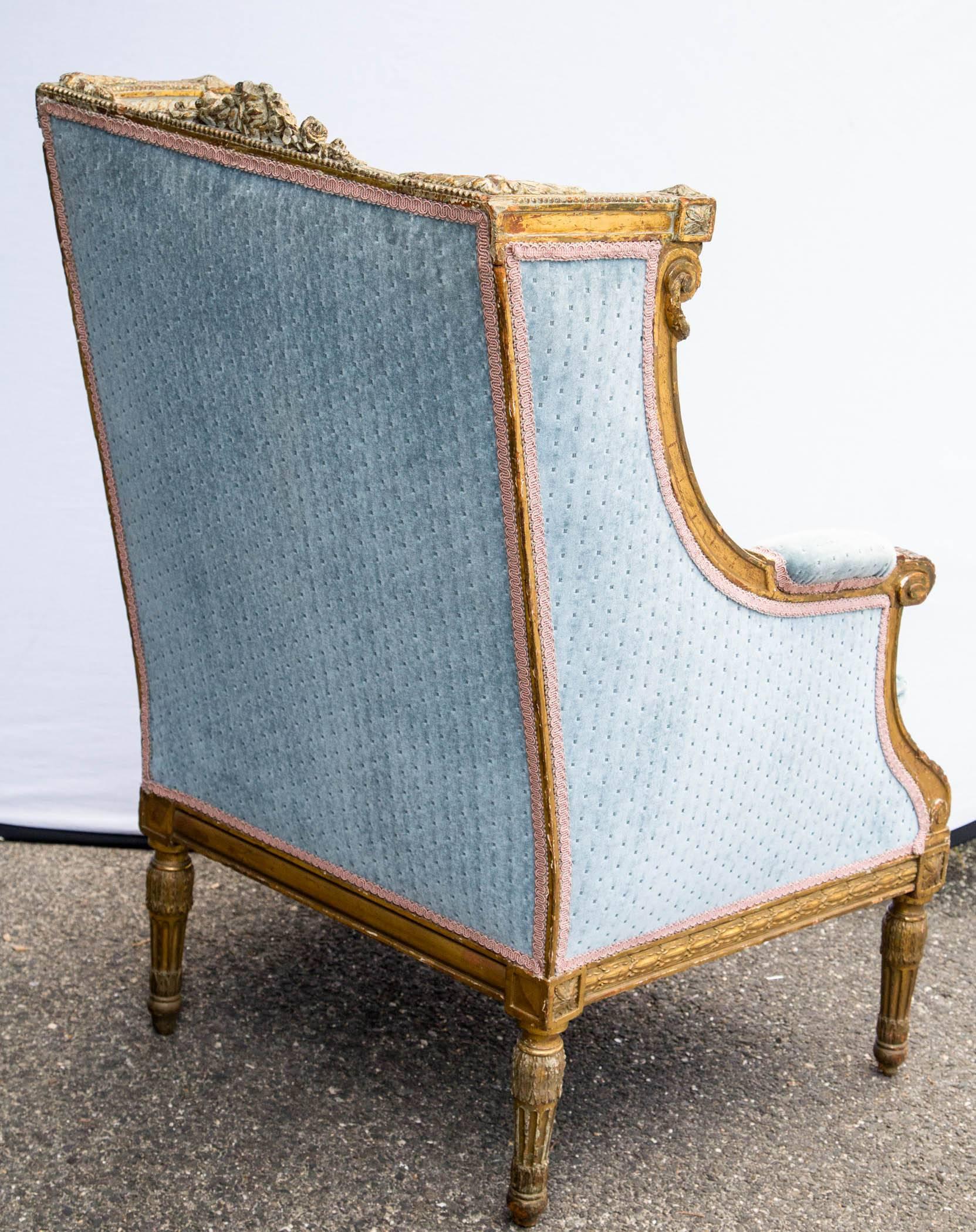 Louis XVI Style Giltwood Winged Bergere 1
