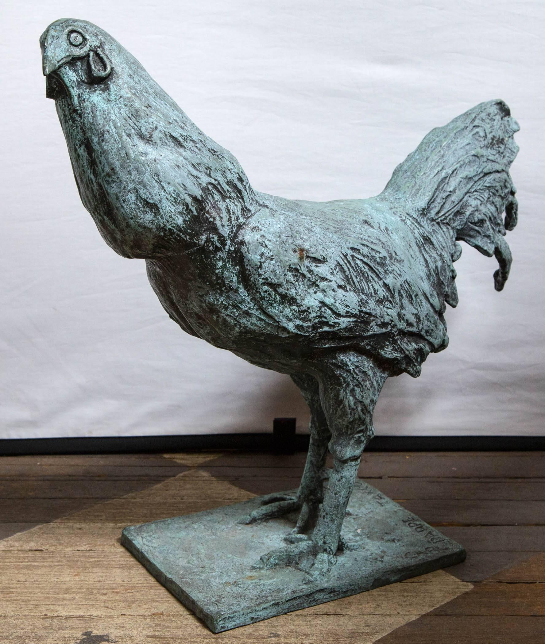This rooster, signed by the artist has a green/blue patina.
Signed on the base Carl Pappe, Taxco, Mexico
Carl Pappe, 1900-1998.
