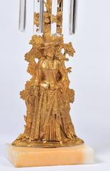 Last of the Mohicans. Set 3 Gilt Brass Figurative Candlesticks by Cornelius & Co