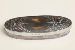 English Art Deco Crystal, Faux Tortoiseshell and Sterling Silver Pique Box