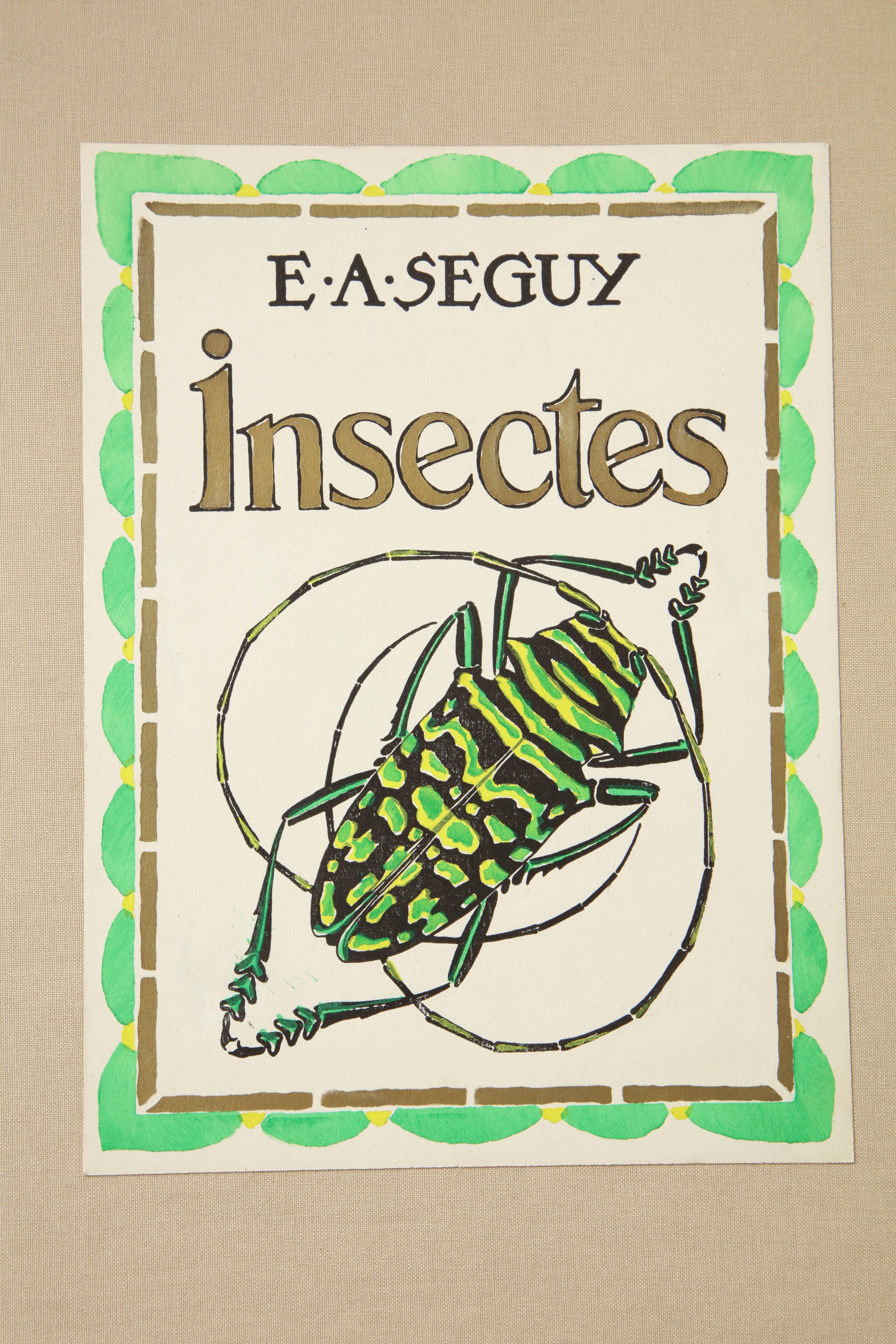 'Insectes' by E.A. Seguy (1877-1945), Paris
Published by Edition Ducharte et Van Buggenhoudt, Paris, 1925

20 plates (Pochoirs in Color) (Complete) 12 3/4'' wide by 17 3/4'' high

Plates 1 through 16 show five large specimens per plate in