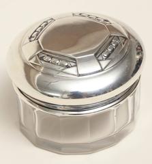 French Art Deco Sterling Silver and Crystal Box