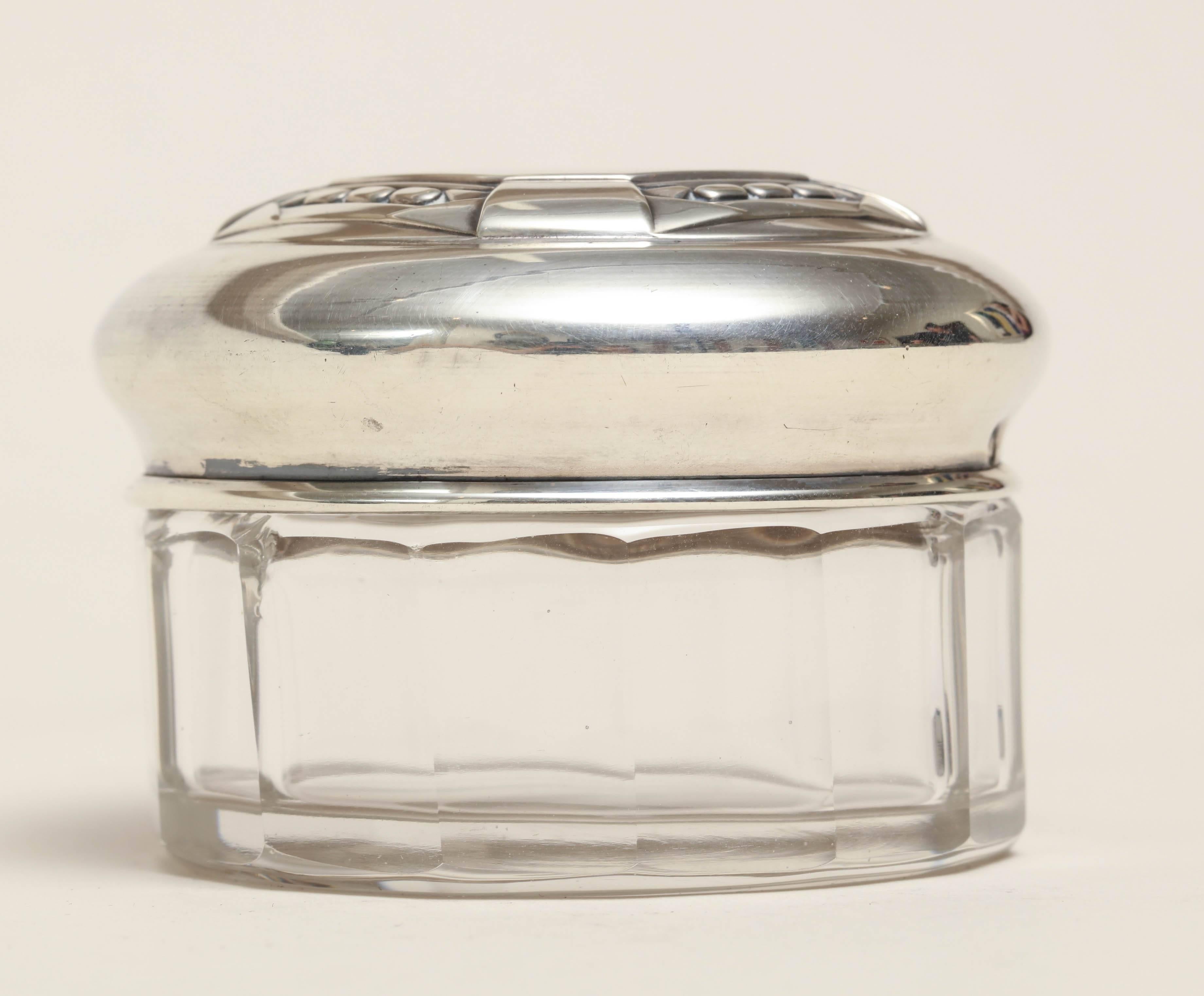 French Art Deco Sterling Silver and Crystal Box 5